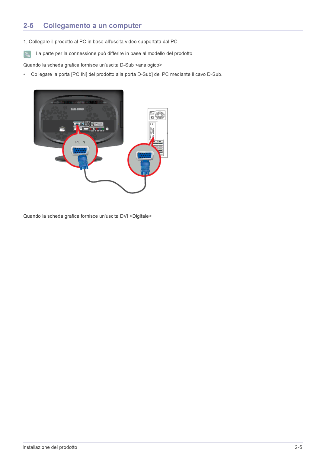 Samsung LS20CFVKF/EN manual Collegamento a un computer 