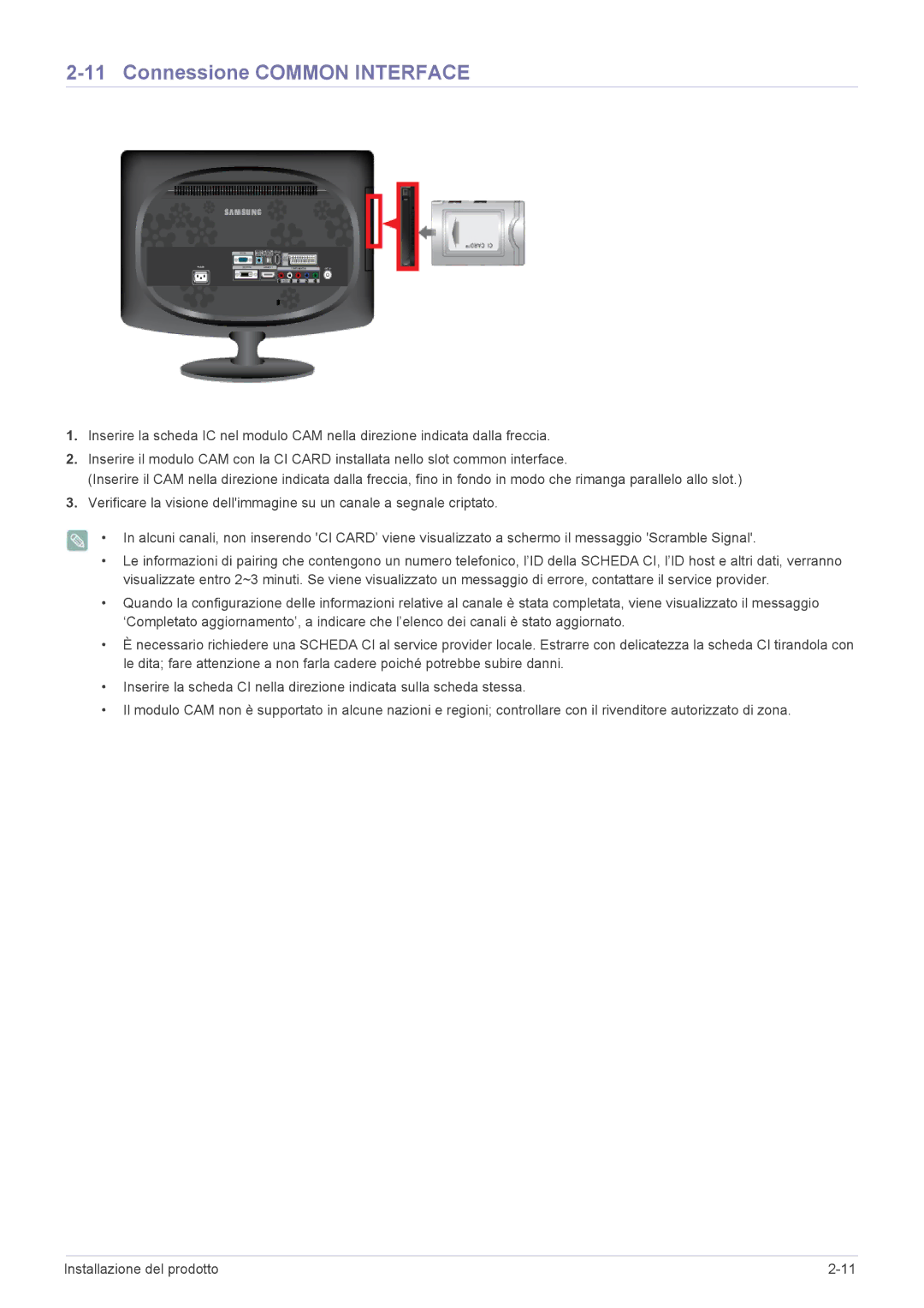 Samsung LS20CFVKF/EN manual Connessione Common Interface 