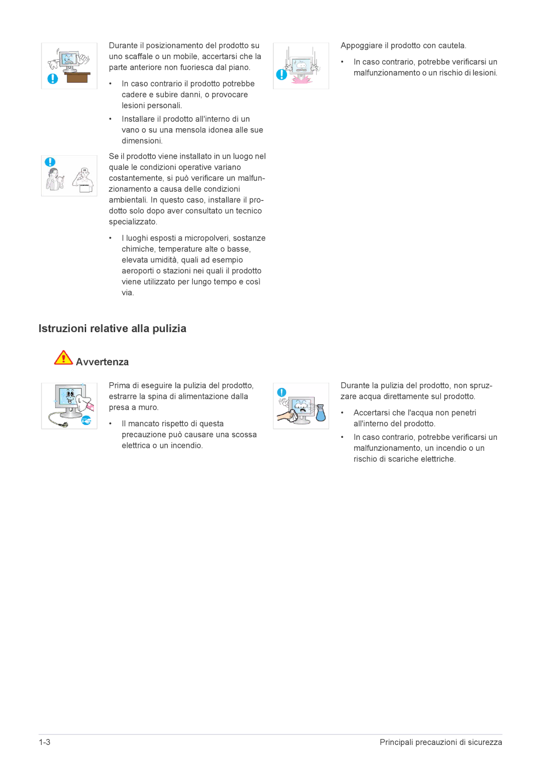 Samsung LS20CFVKF/EN manual Istruzioni relative alla pulizia 