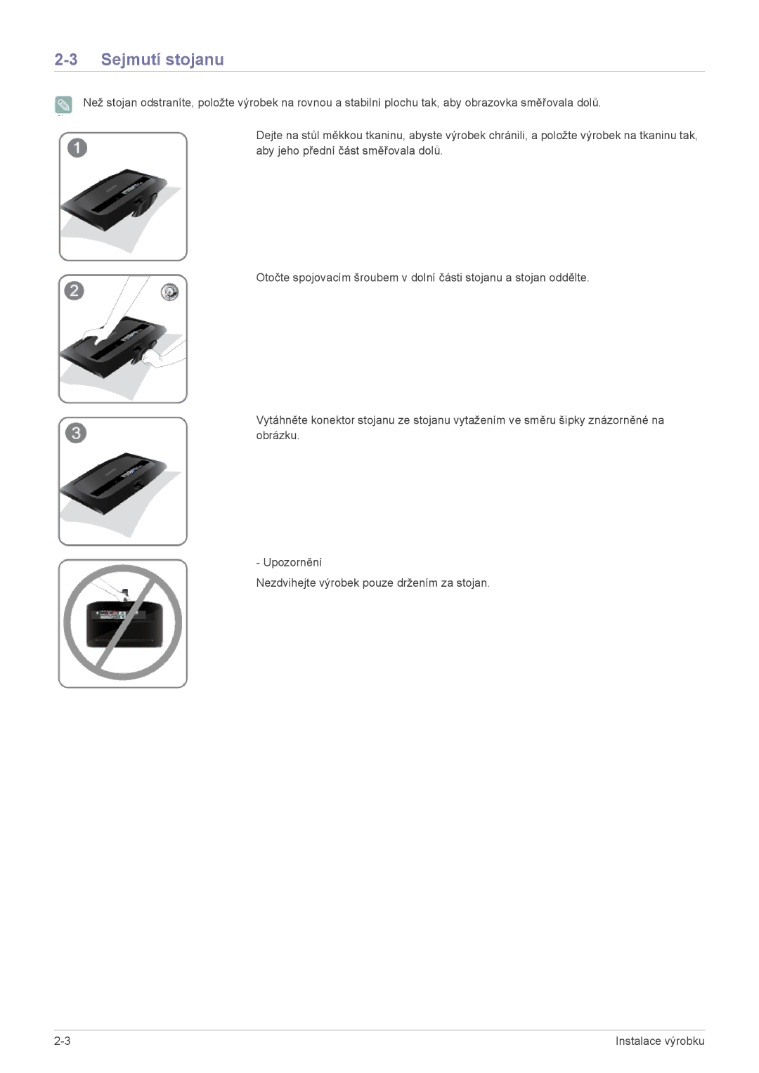 Samsung LS20CFVKF/EN manual Sejmutí stojanu 