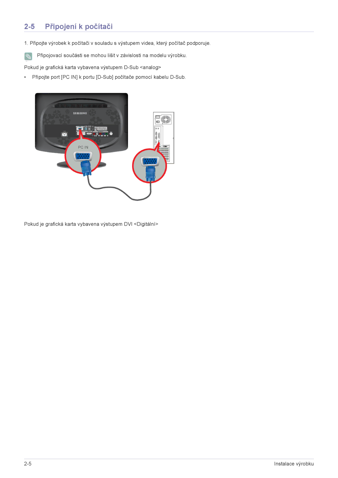 Samsung LS20CFVKF/EN manual Připojení k počítači 