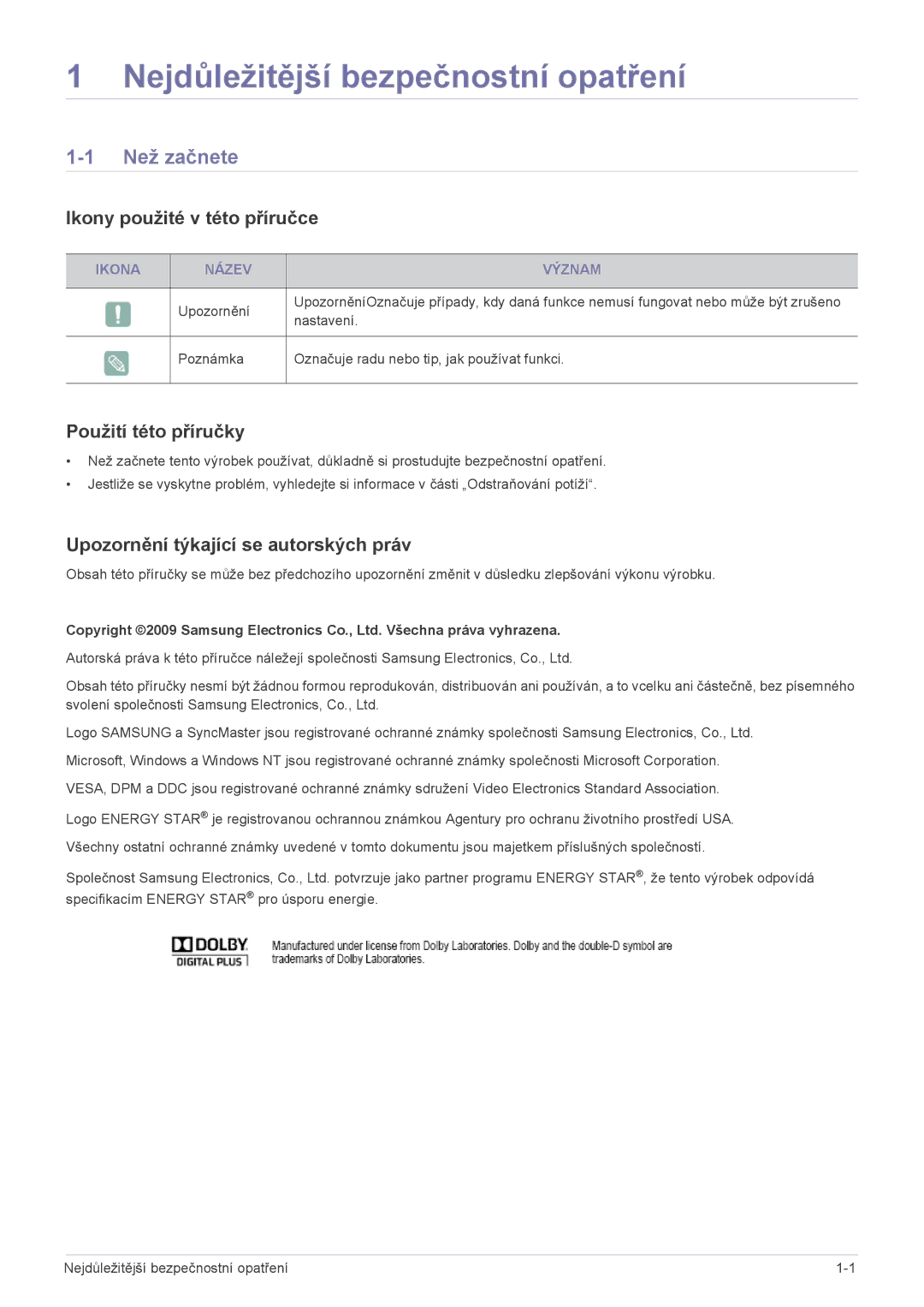 Samsung LS20CFVKF/EN manual Než začnete, Ikony použité v této příručce, Použití této příručky, Ikona Název Význam 