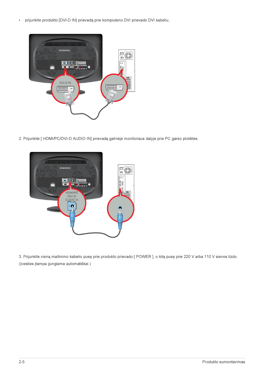 Samsung LS20CFVKF/EN manual Produkto sumontavimas 