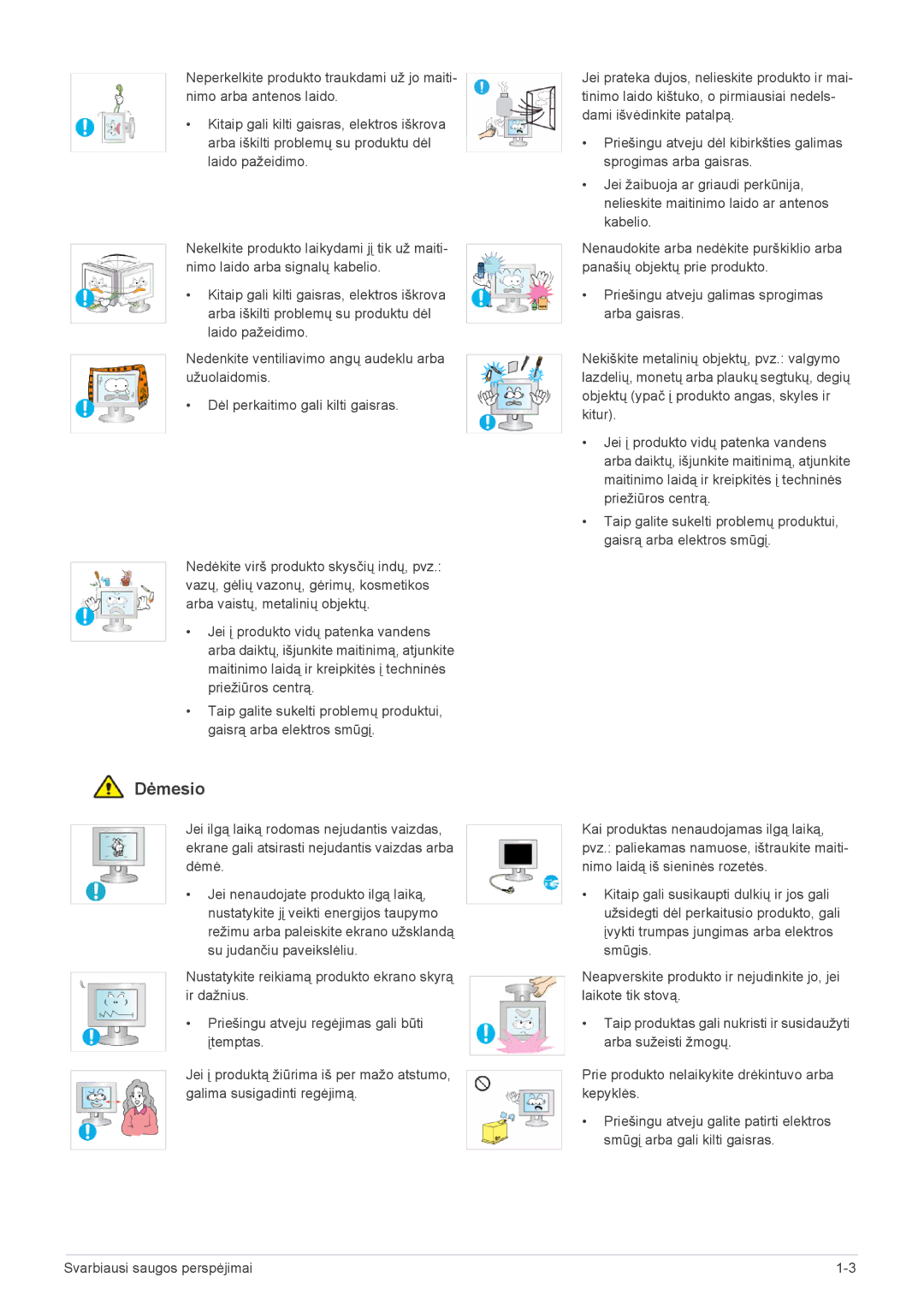 Samsung LS20CFVKF/EN manual Dėmesio 