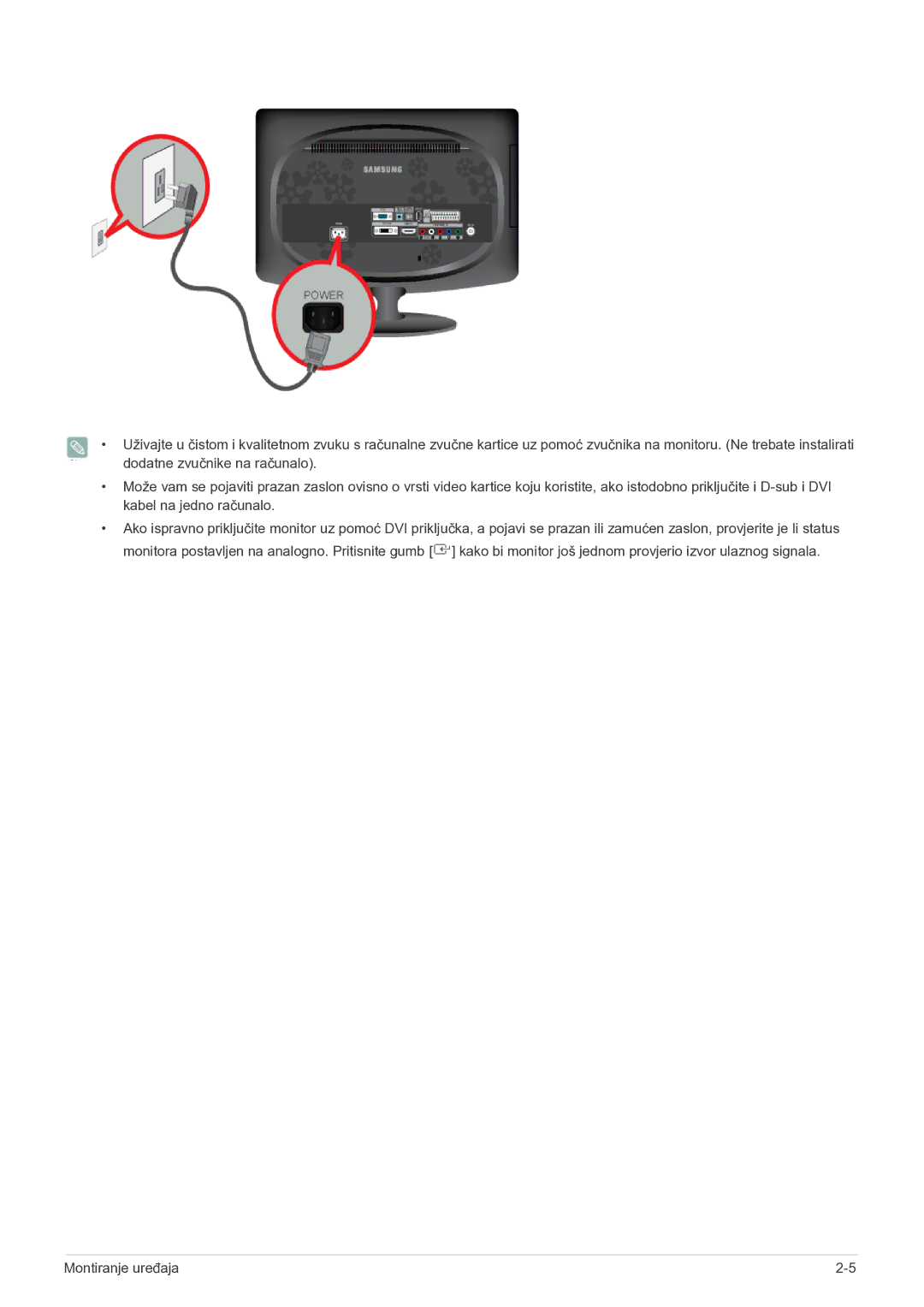 Samsung LS20CFVKF/EN manual Montiranje uređaja 