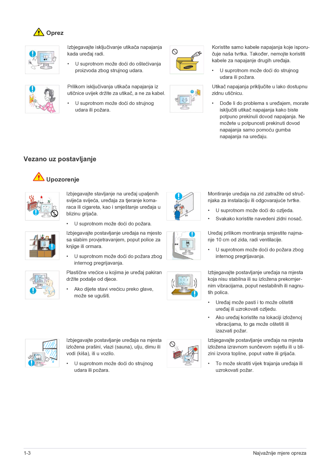 Samsung LS20CFVKF/EN manual Vezano uz postavljanje, Oprez 