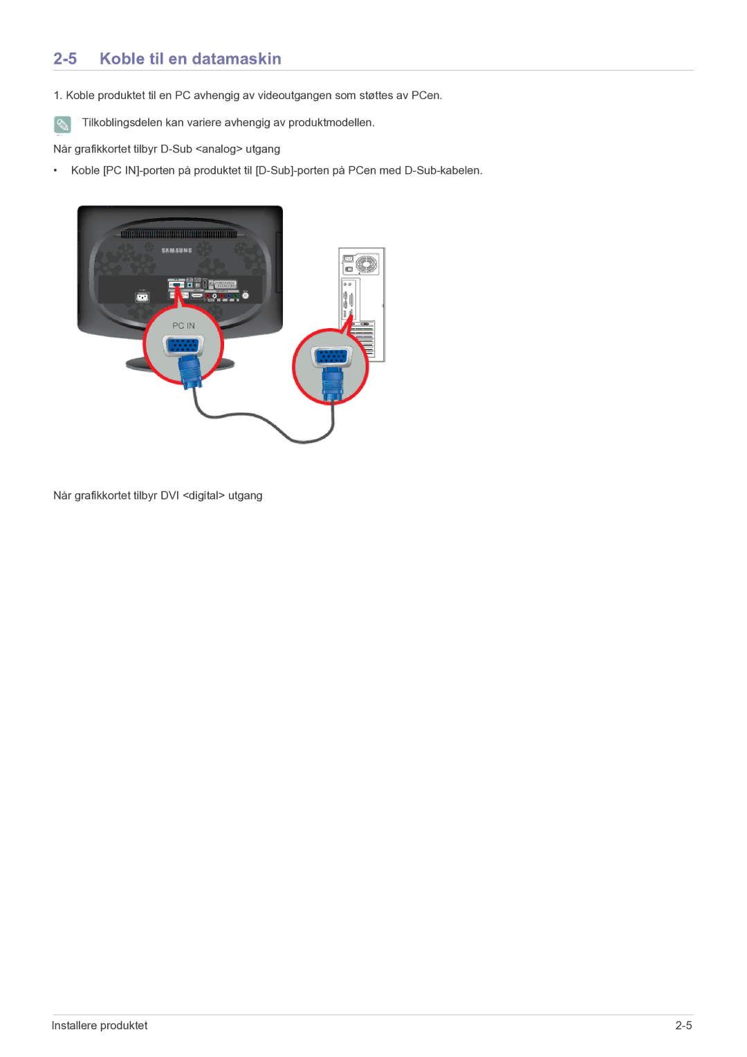 Samsung LS20CFVKF/XE manual Koble til en datamaskin 