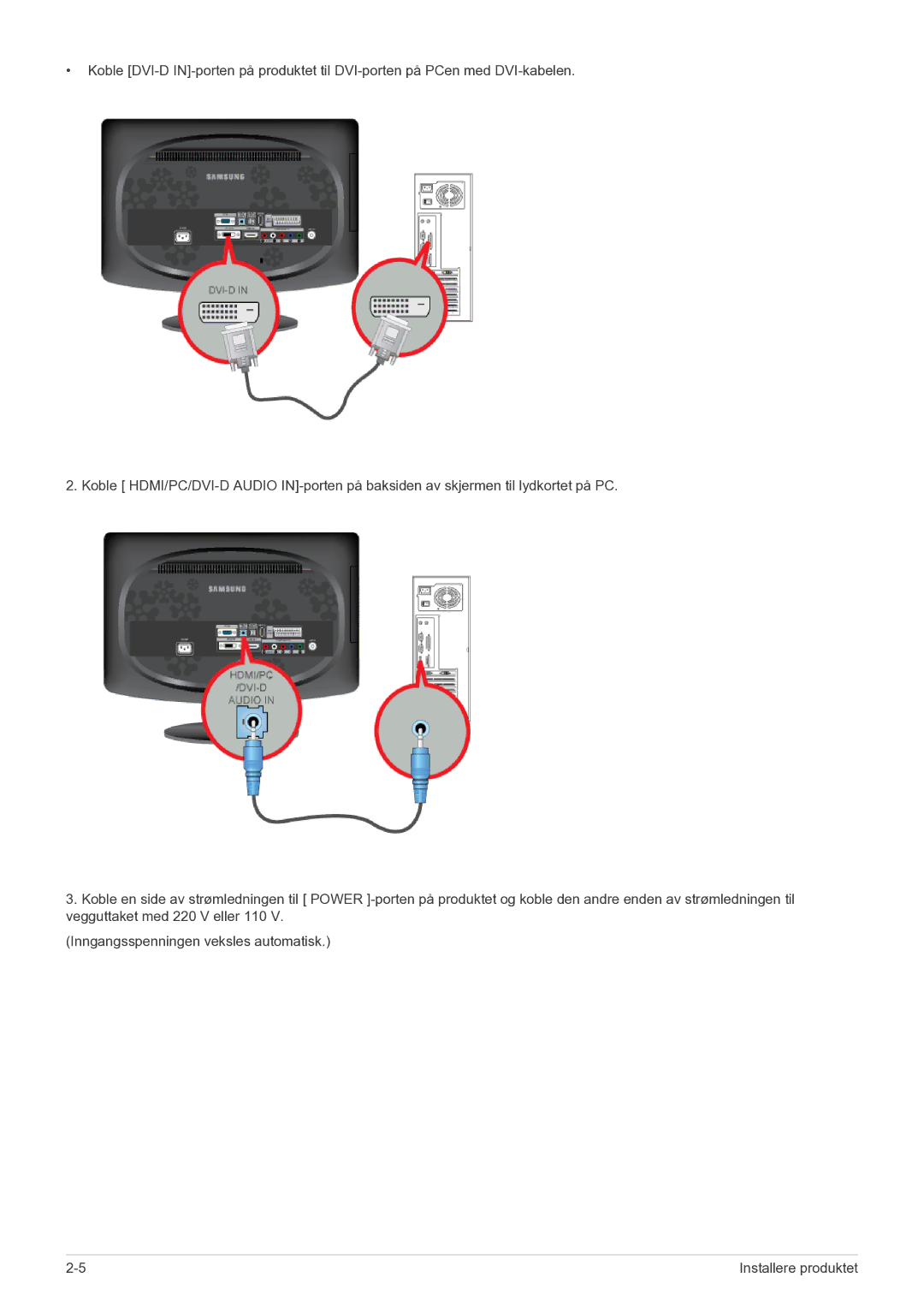 Samsung LS20CFVKF/XE manual Installere produktet 