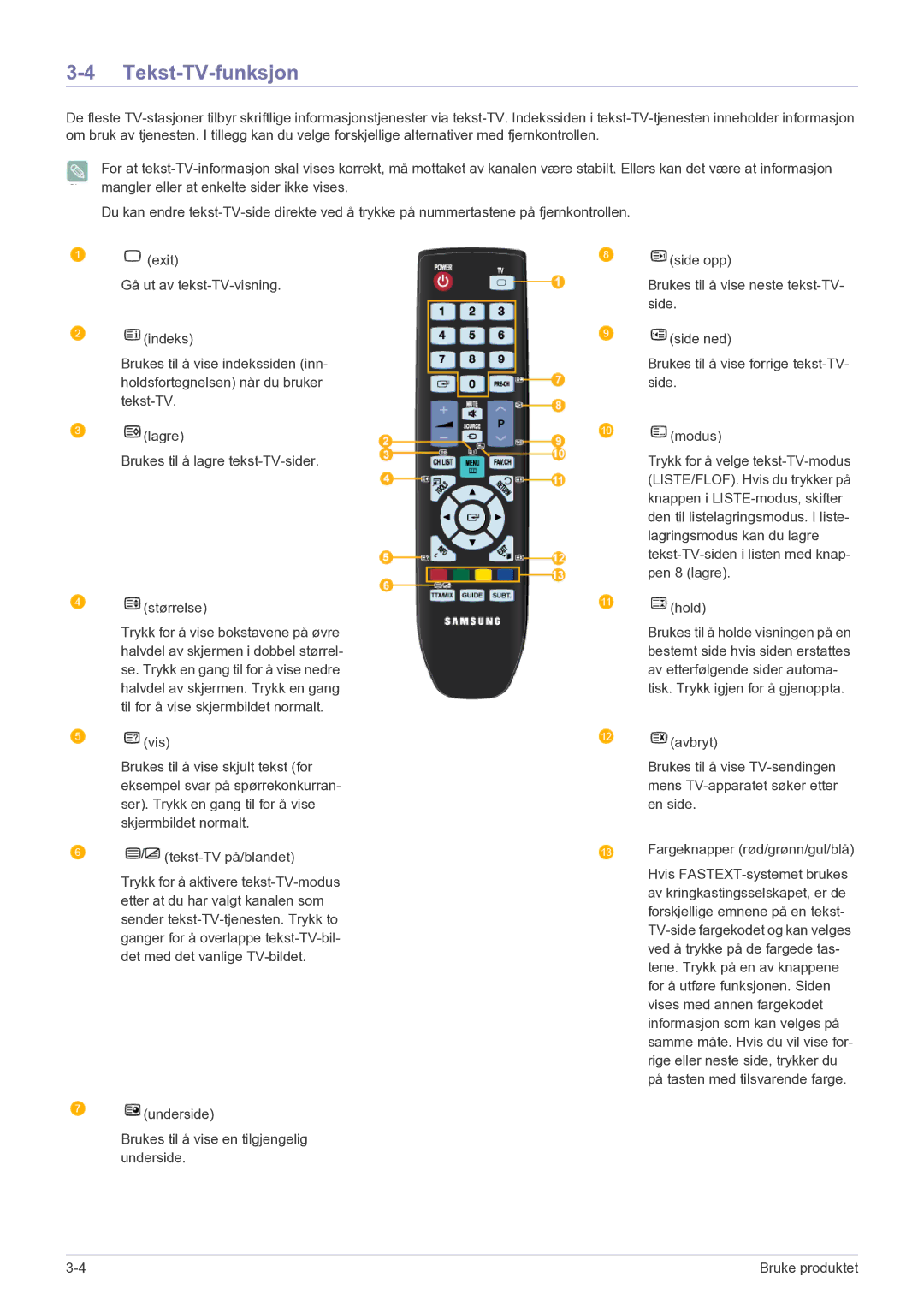 Samsung LS20CFVKF/XE manual Tekst-TV-funksjon, Vis 