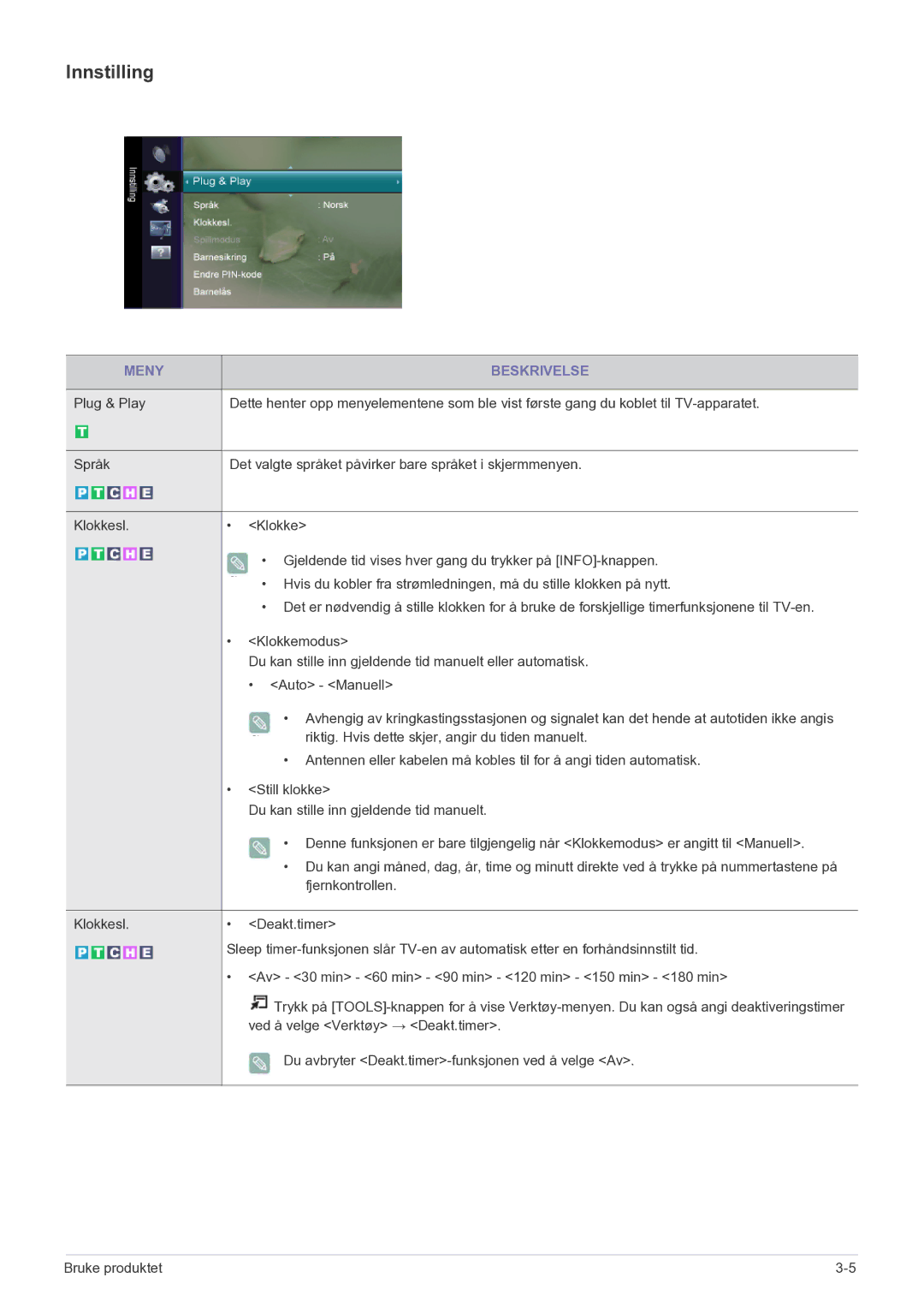 Samsung LS20CFVKF/XE manual Innstilling 