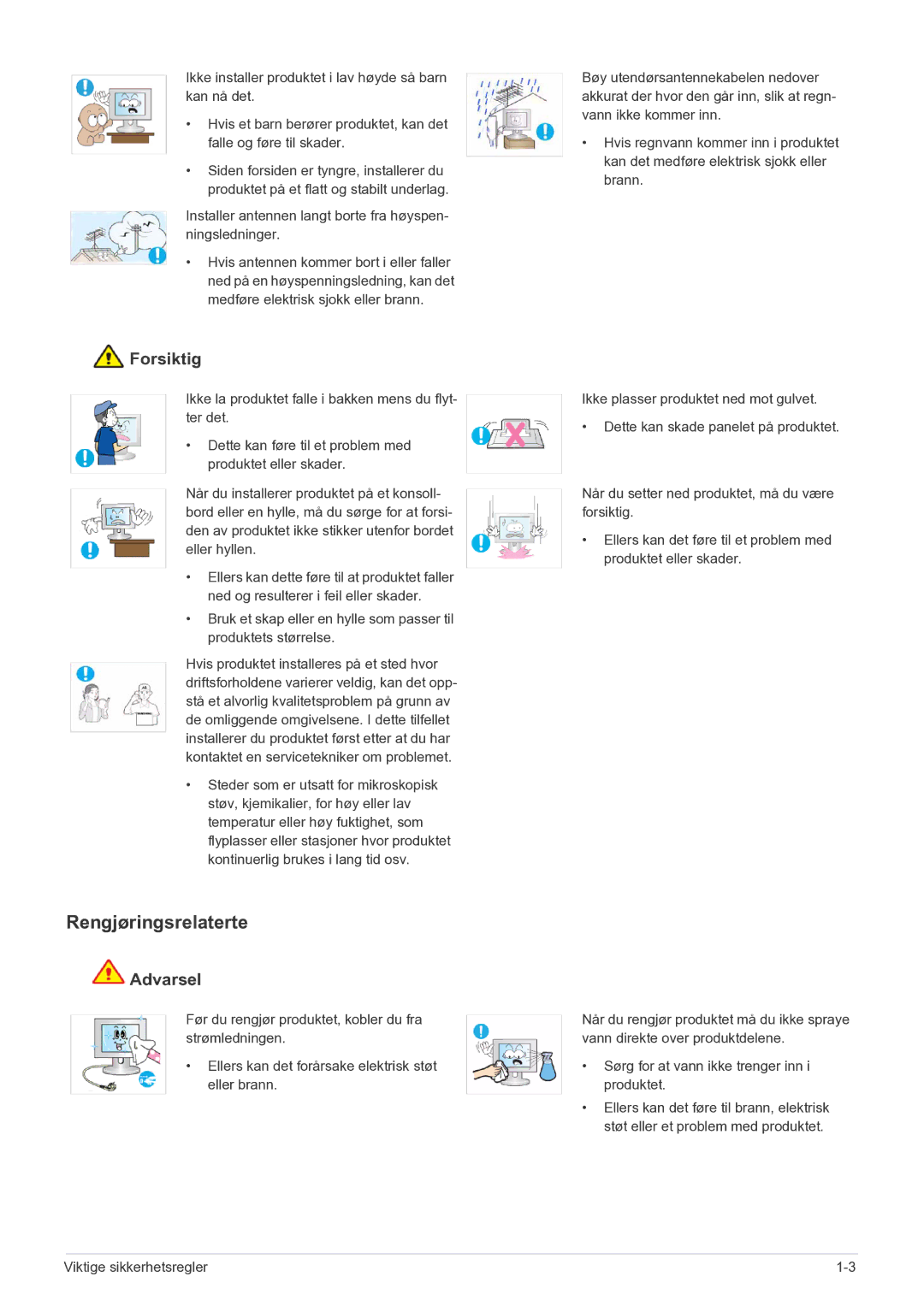 Samsung LS20CFVKF/XE manual Rengjøringsrelaterte 