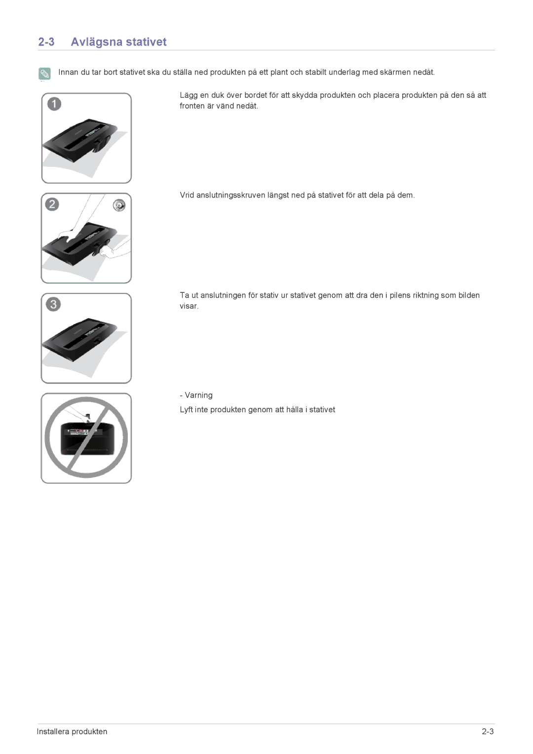 Samsung LS20CFVKF/XE manual Avlägsna stativet 