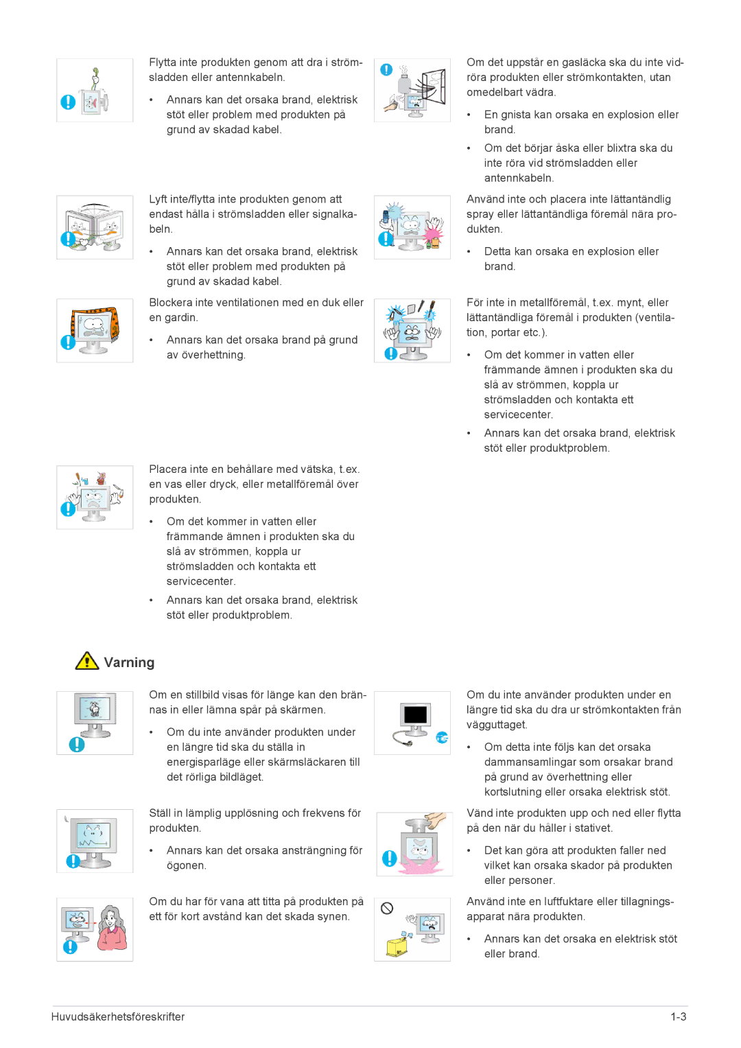 Samsung LS20CFVKF/XE manual Varning 