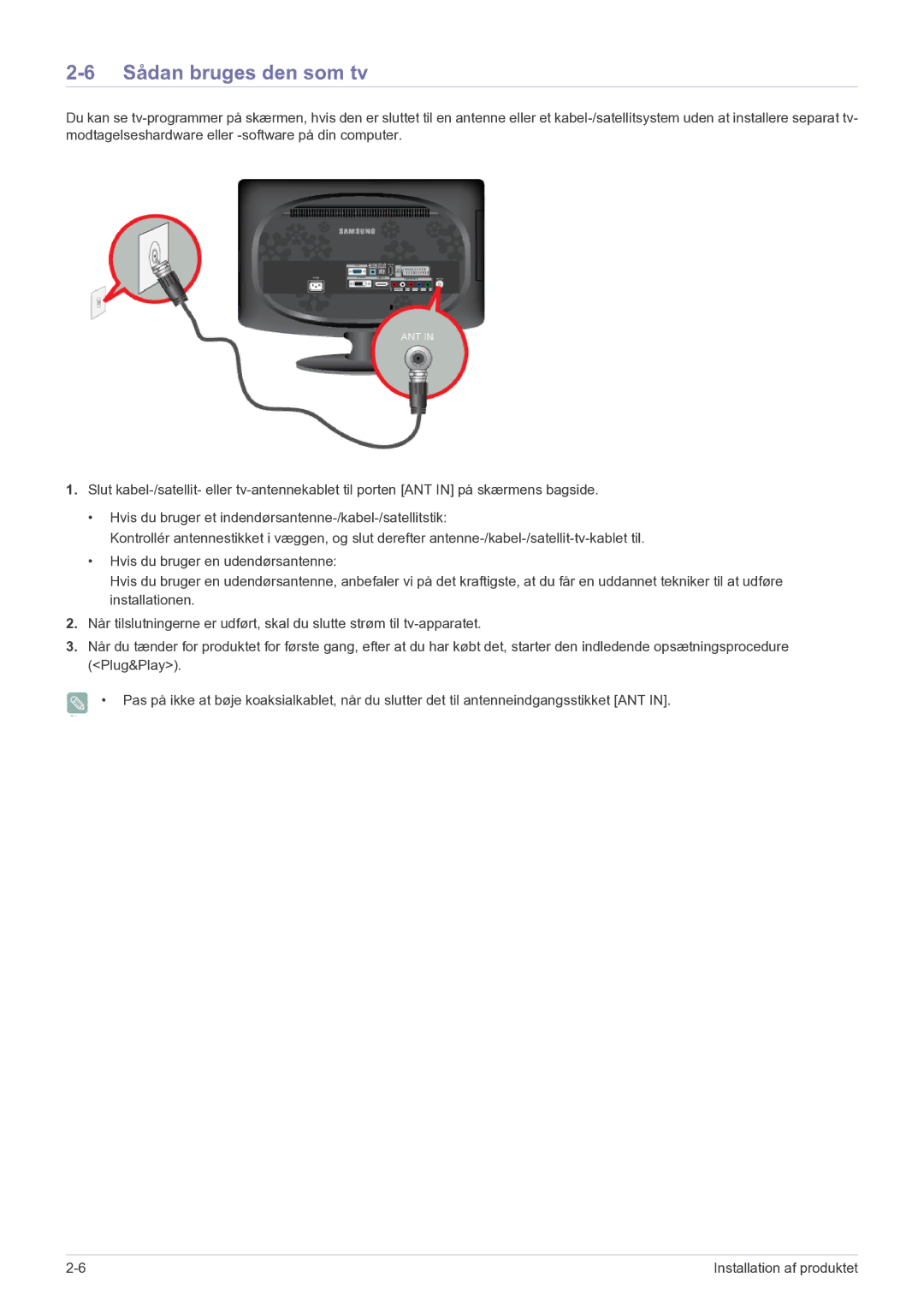 Samsung LS20CFVKF/XE manual Sådan bruges den som tv 