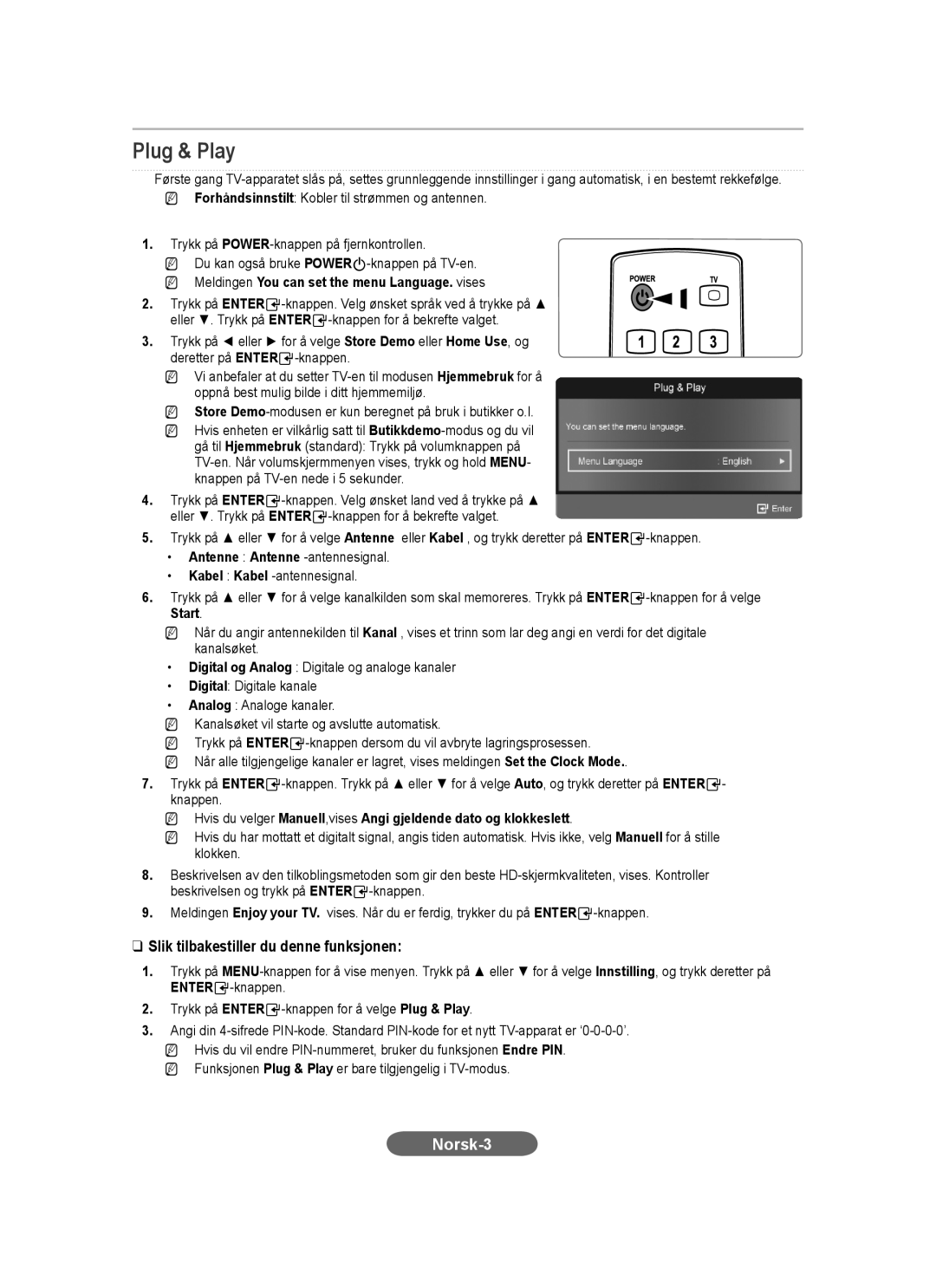 Samsung LS20CFVKF/XE manual Slik tilbakestiller du denne funksjonen, NN Meldingen You can set the menu Language. vises 