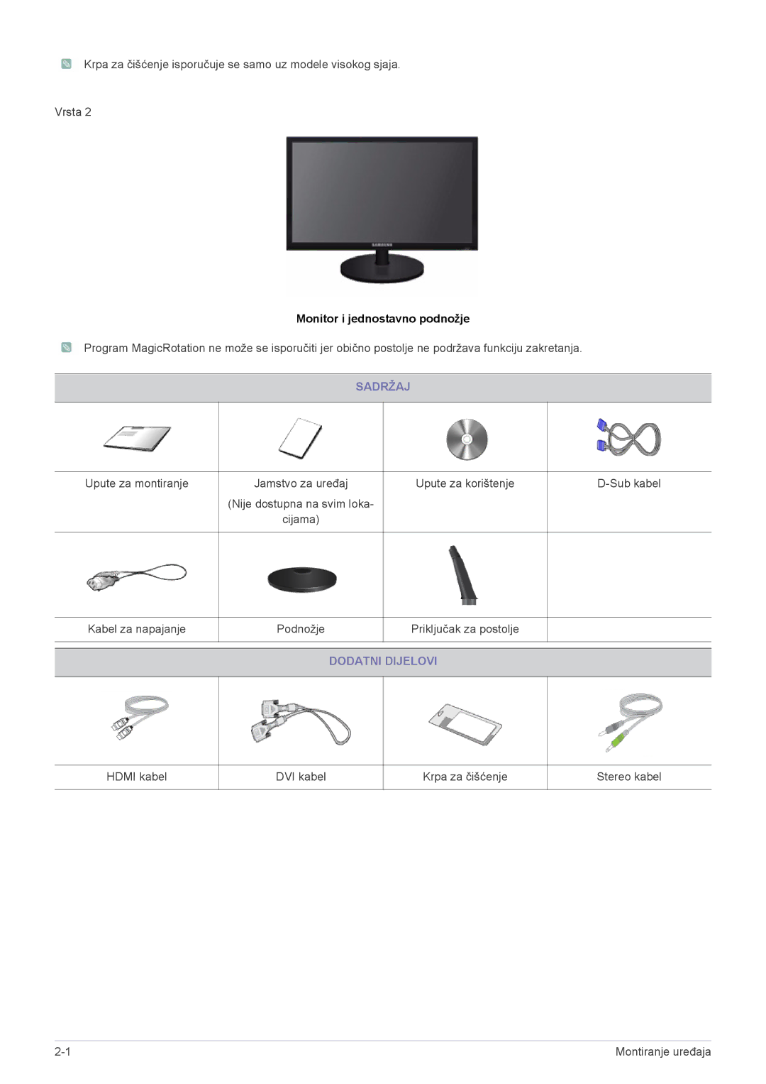 Samsung LS19CLNSB/EN, LS20CLYSB/EN, LS19CLYSBUEN, LS19CLASBUEN, LS23CBUMBV/EN, LS19CBKAB/EN Monitor i jednostavno podnožje 