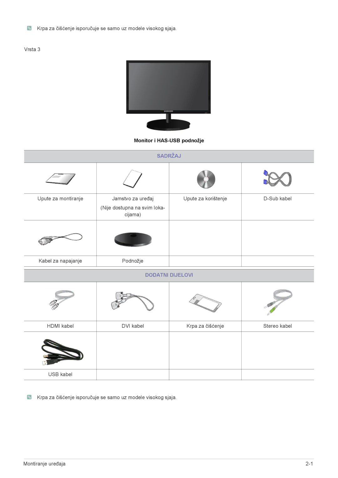 Samsung LS19CLASBUEN, LS20CLYSB/EN, LS19CLYSBUEN, LS19CLNSB/EN, LS23CBUMBV/EN, LS19CBKAB/EN manual Monitor i HAS-USB podnožje 