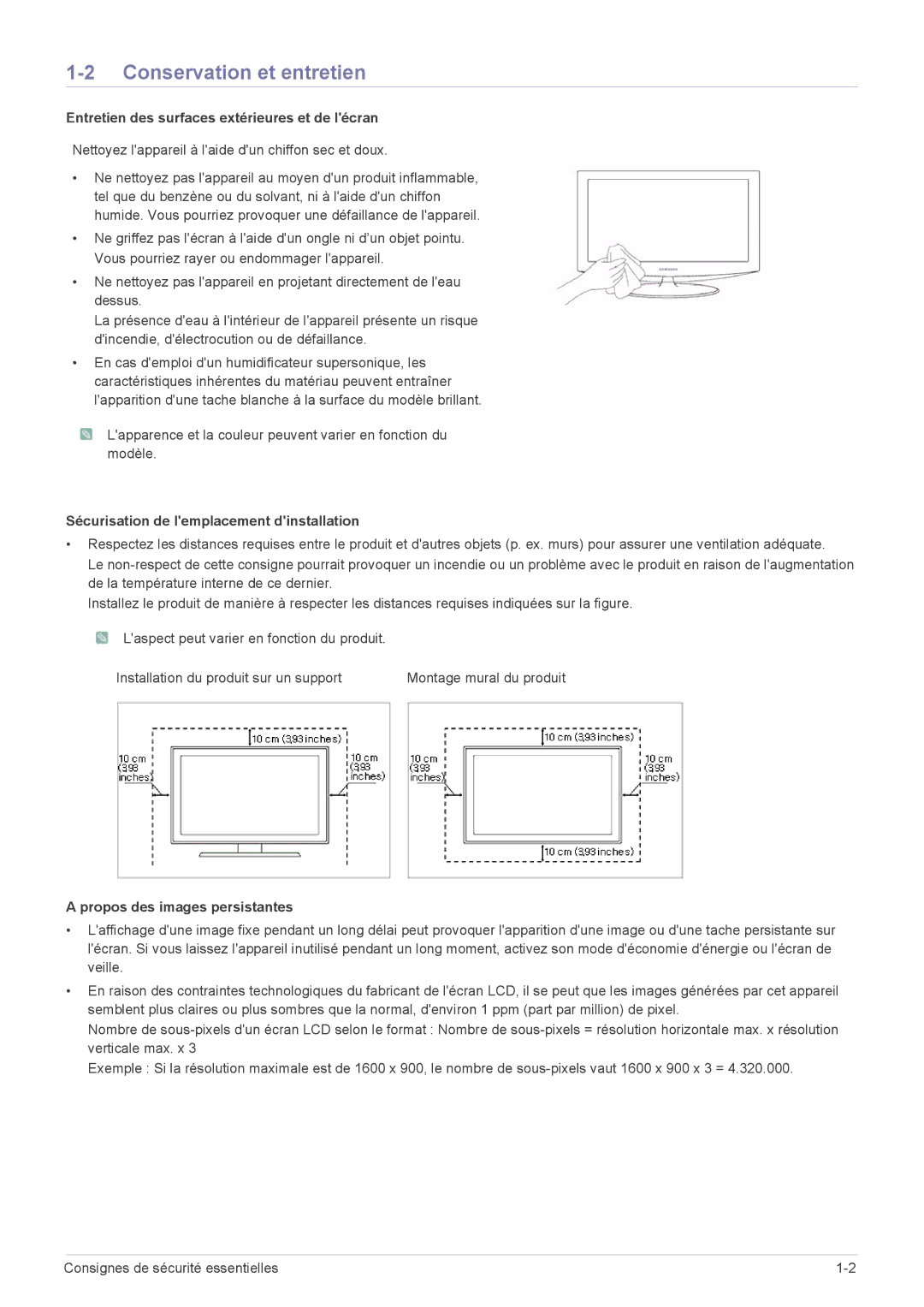 Samsung LS19CLASB/EN, LS20CLYSB/EN, LS19CLYSBUEN Conservation et entretien, Entretien des surfaces extérieures et de lécran 