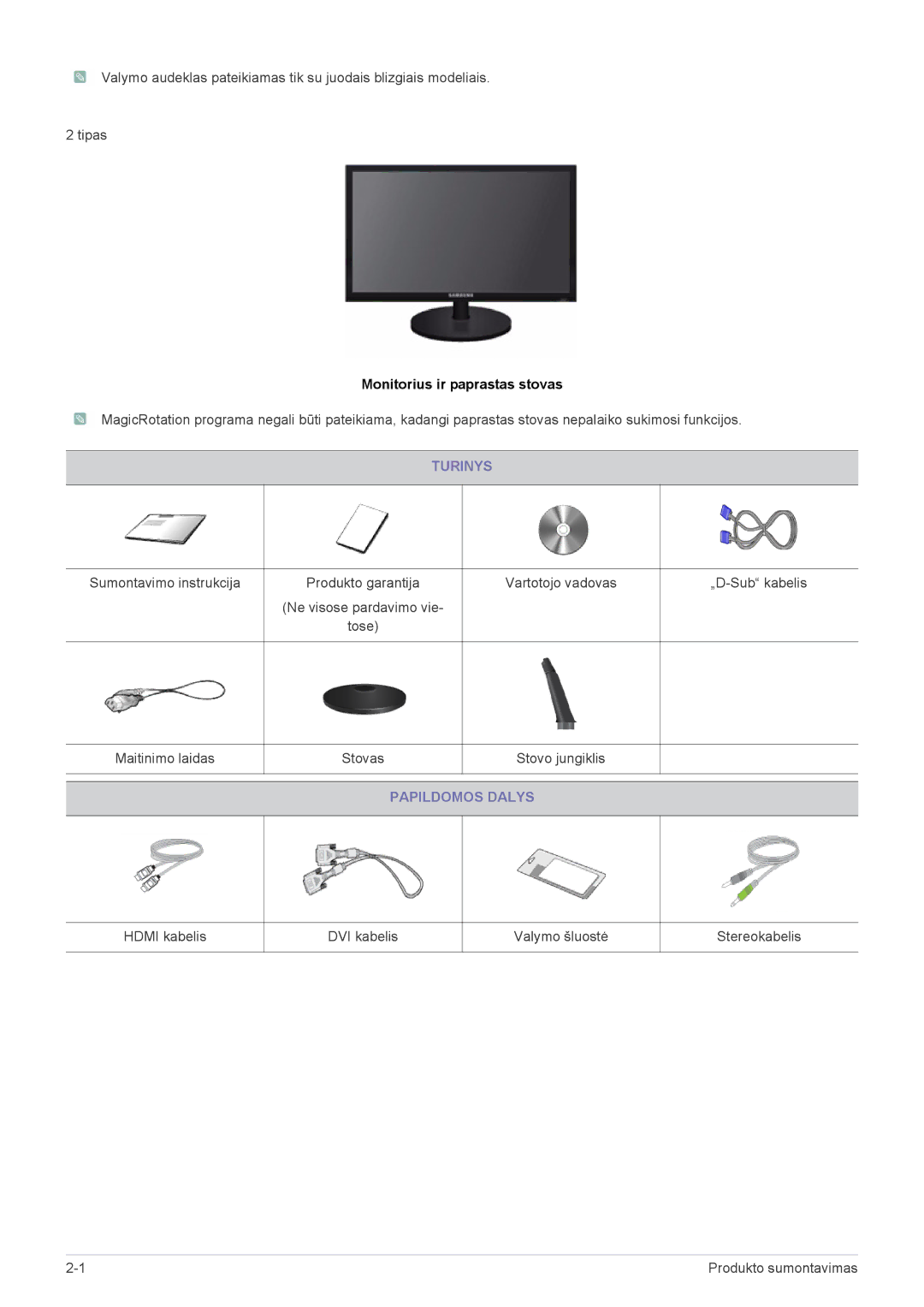 Samsung LS19CLASBUEN, LS20CLYSB/EN, LS22CBUMBV/EN, LS19CLYSBUEN, LS19CLWSBUEN, LS19CLNSB/EN Monitorius ir paprastas stovas 