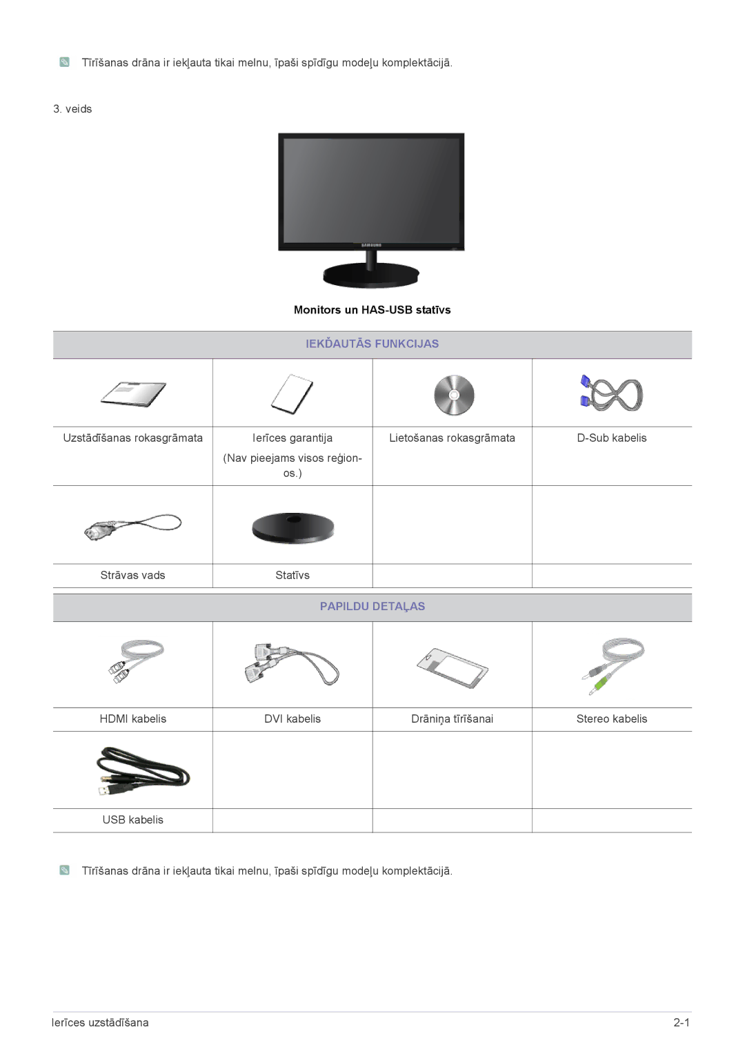 Samsung LS23CBUMBV/EN, LS20CLYSB/EN, LS22CBUMBV/EN, LS19CLYSBUEN, LS19CLWSBUEN, LS19CLNSB/EN manual Monitors un HAS-USB statīvs 