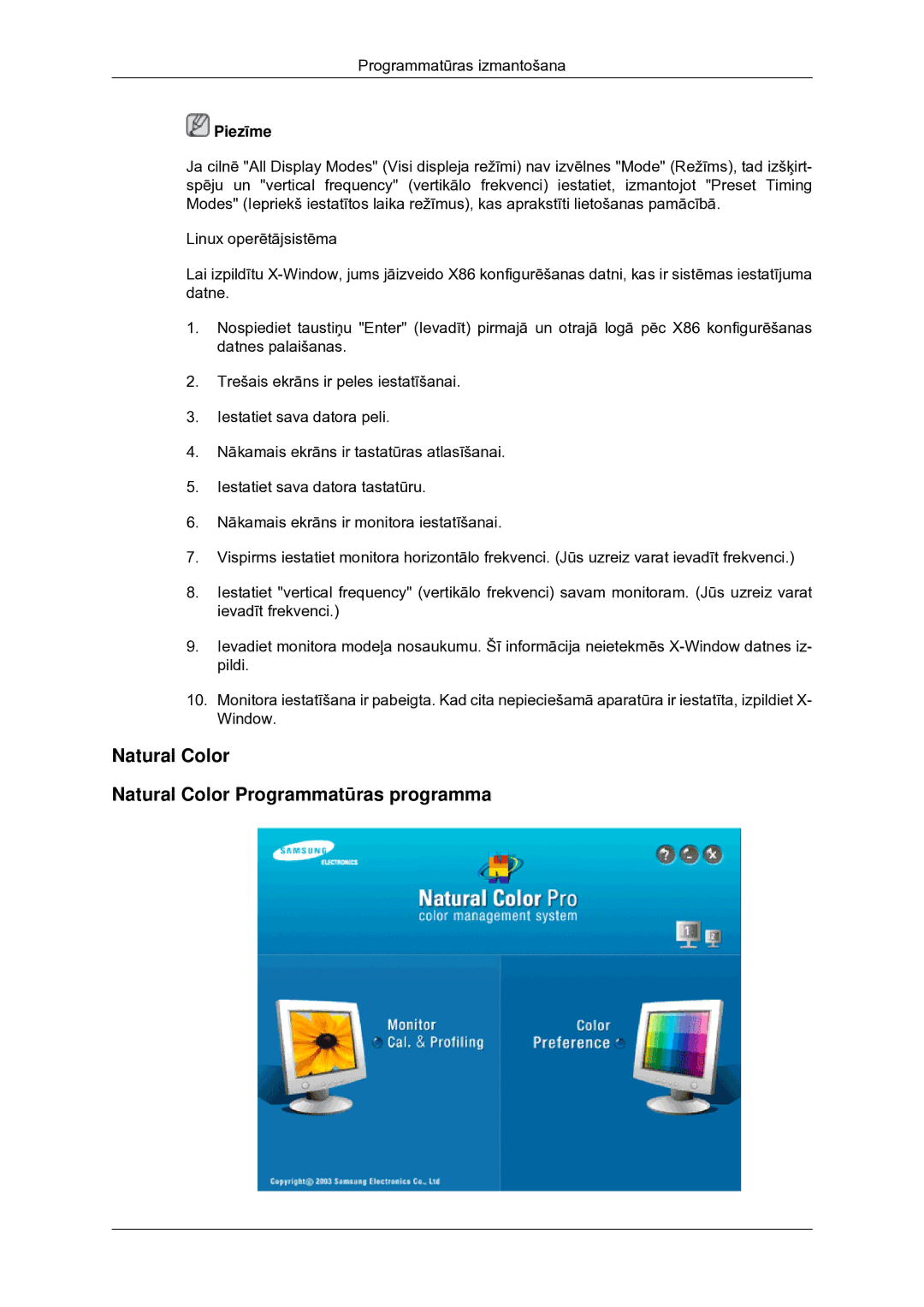 Samsung LS22CMYKF/EN, LS20CMYKF/EN, LS20CMYKFNA/EN manual Natural Color Natural Color Programmatūras programma, Piezīme 