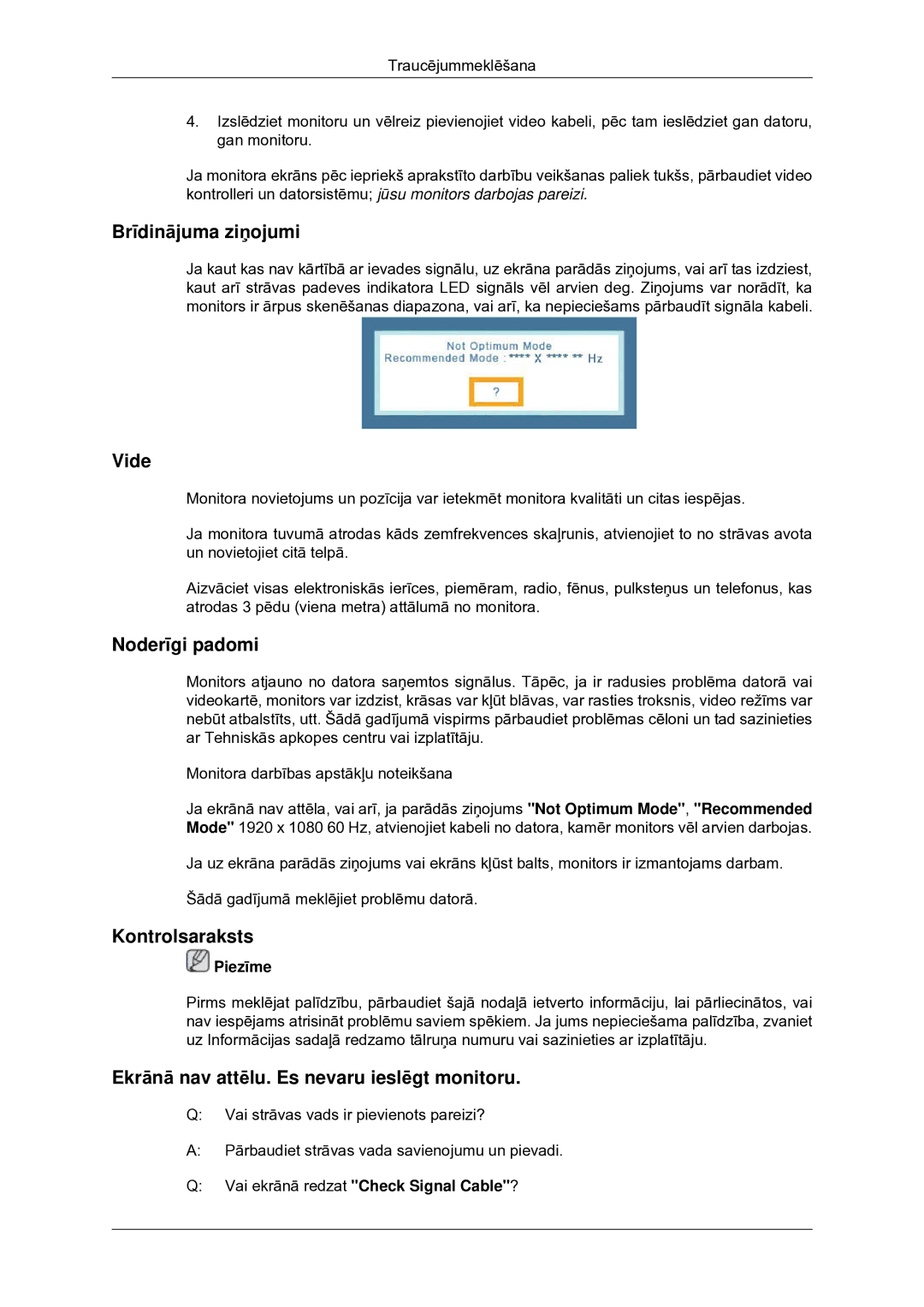 Samsung LS22CMYKF/EN, LS20CMYKF/EN, LS20CMYKFNA/EN manual Brīdinājuma ziņojumi 