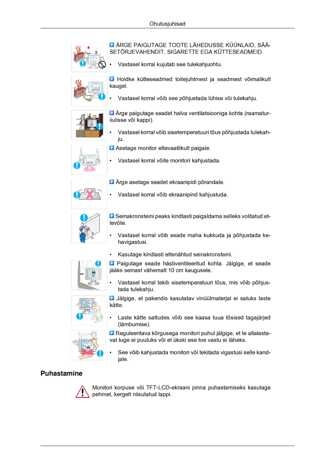 Samsung LS22CMYKF/EN, LS20CMYKF/EN, LS20CMYKFNA/EN manual Puhastamine 