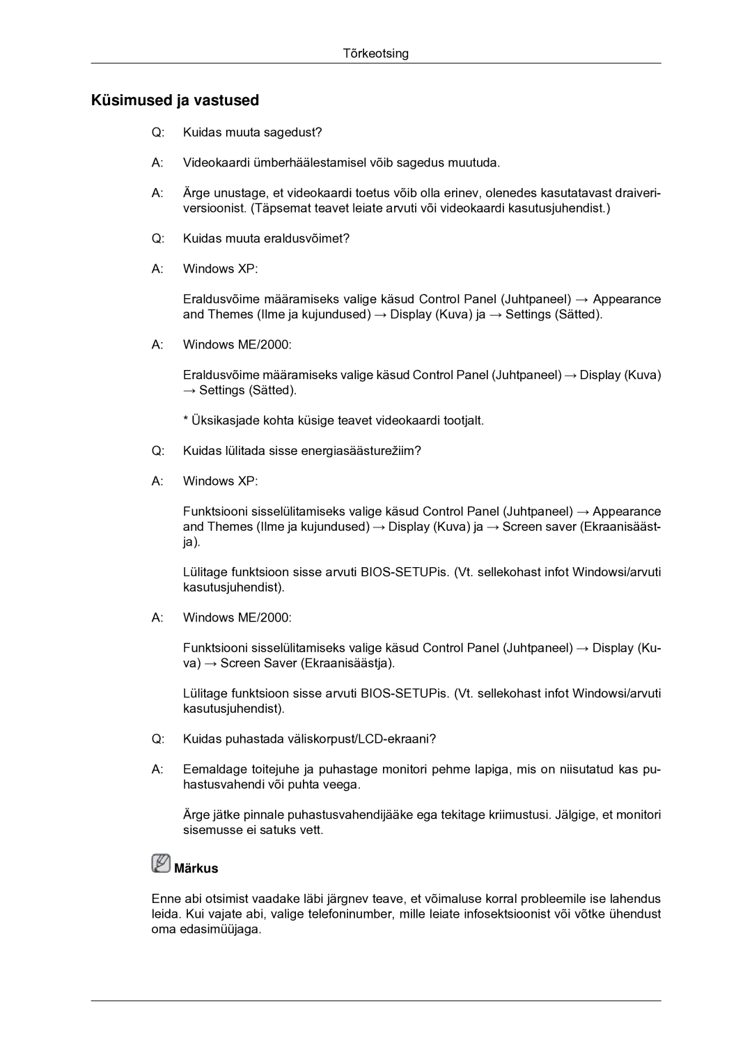 Samsung LS20CMYKFNA/EN, LS20CMYKF/EN, LS22CMYKF/EN manual Küsimused ja vastused 