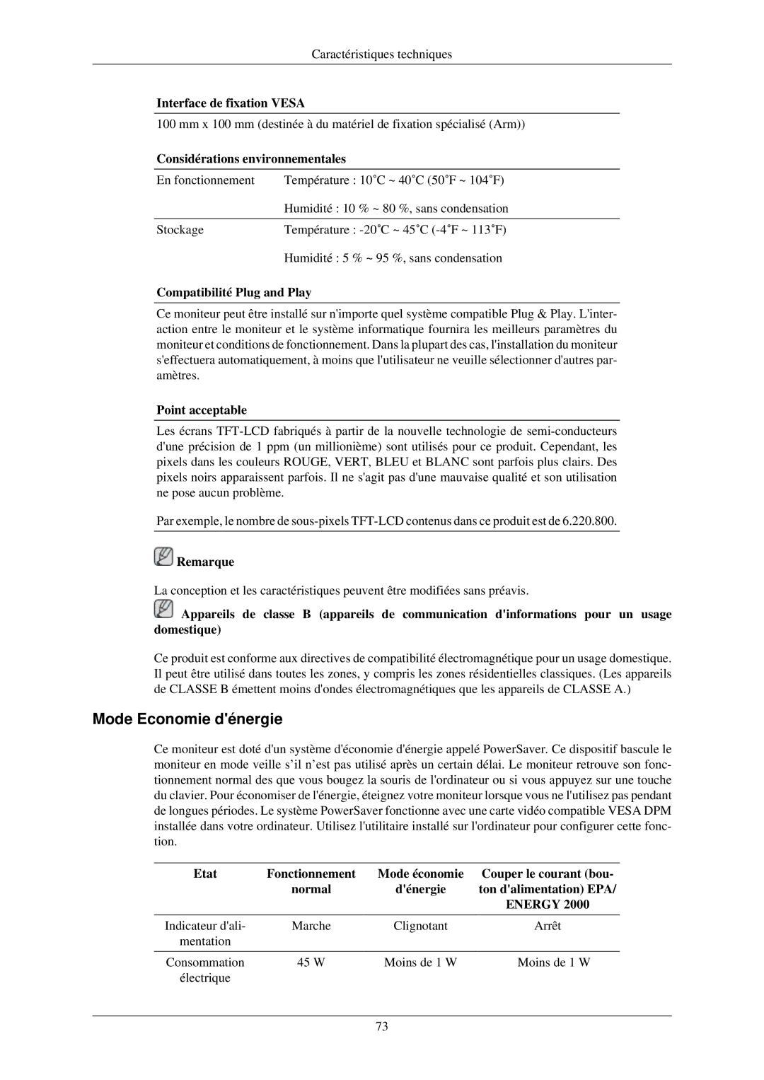 Samsung LS22CMZKFV/ZA, LS20CMZKFVA/EN, LS20CMZKFV/EN manual Mode Economie dénergie 