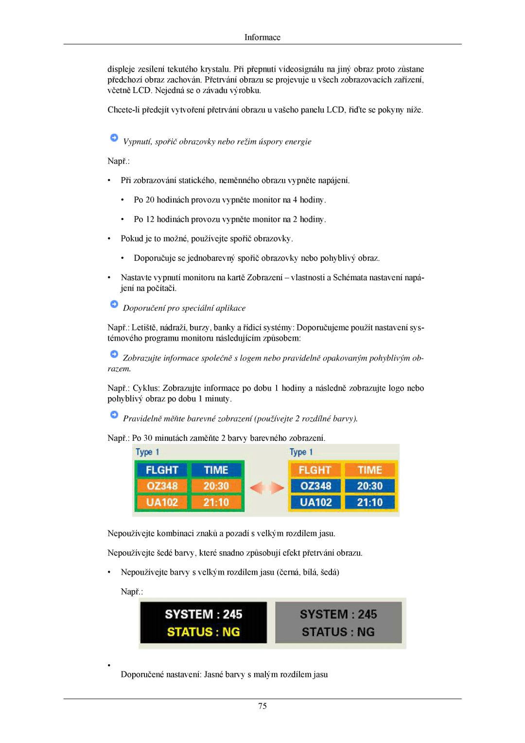 Samsung LS20CMZKFV/EN, LS20CMZKFVA/EN, LS22CMZKFV/ZA manual Vypnutí, spořič obrazovky nebo režim úspory energie 