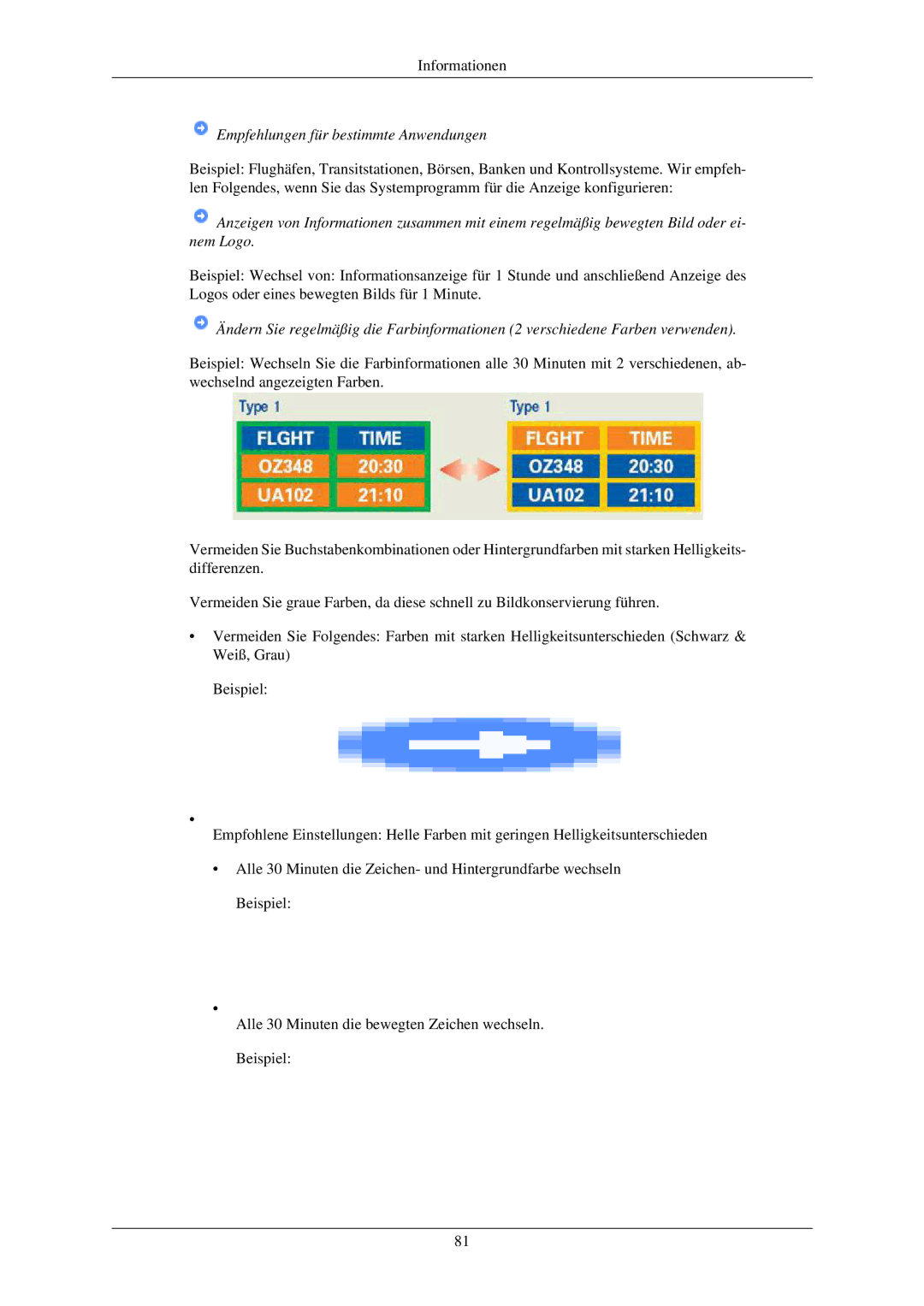Samsung LS20CMZKFVA/EN, LS20CMZKFV/EN manual Empfehlungen für bestimmte Anwendungen 