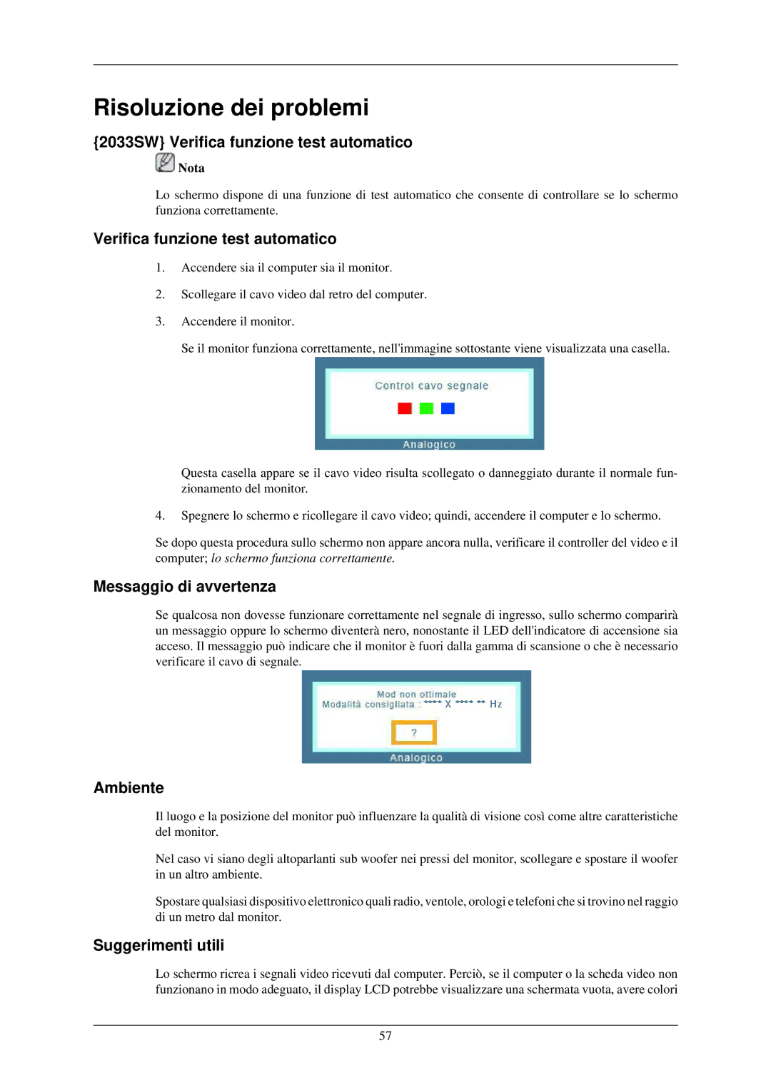 Samsung LS20CMZKFVA/EN, LS20CMZKFV/EN manual Risoluzione dei problemi 