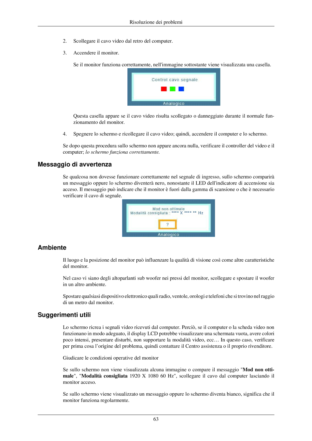 Samsung LS20CMZKFVA/EN, LS20CMZKFV/EN manual Messaggio di avvertenza 