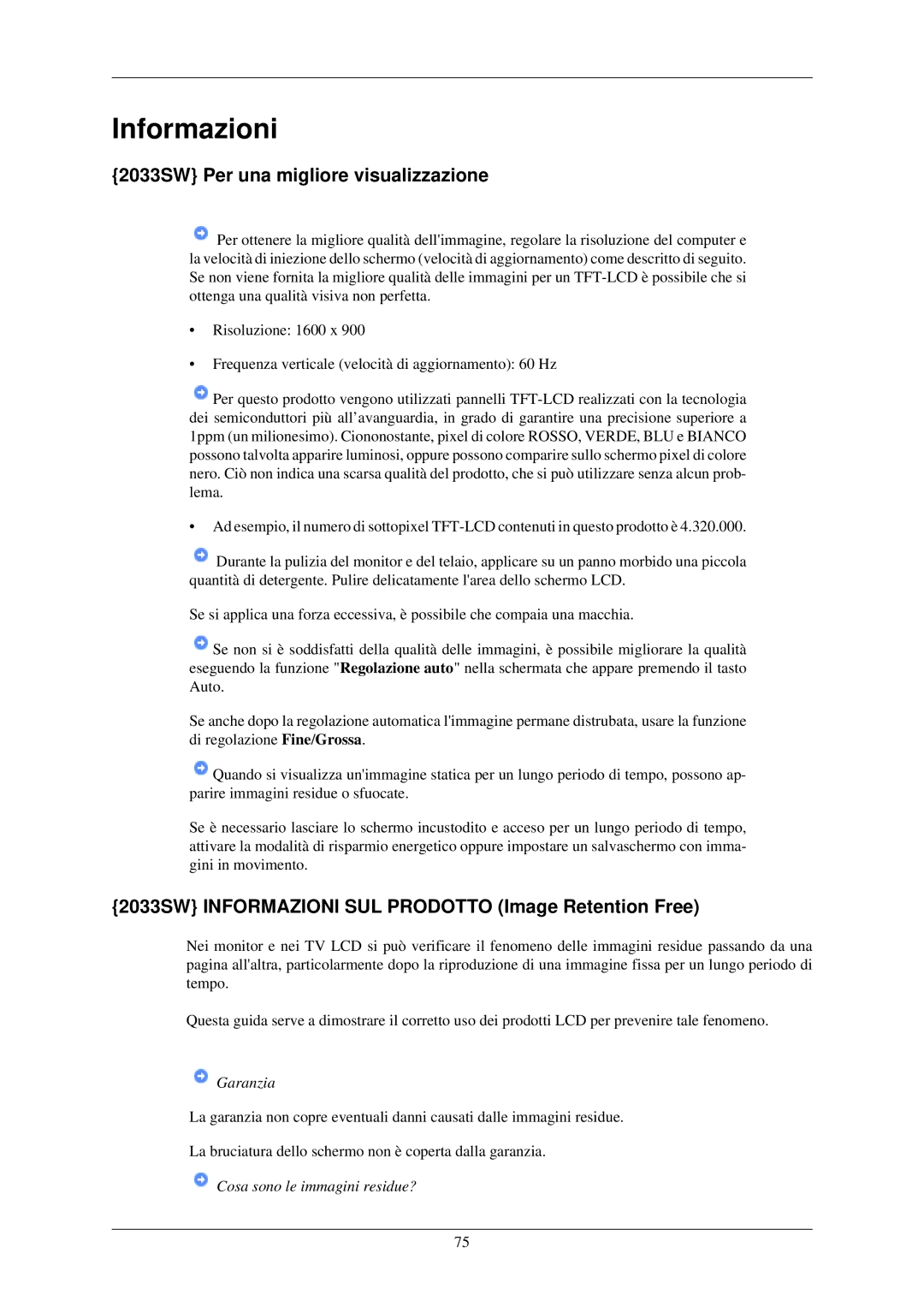 Samsung LS20CMZKFVA/EN, LS20CMZKFV/EN manual Informazioni, 2033SW Per una migliore visualizzazione 