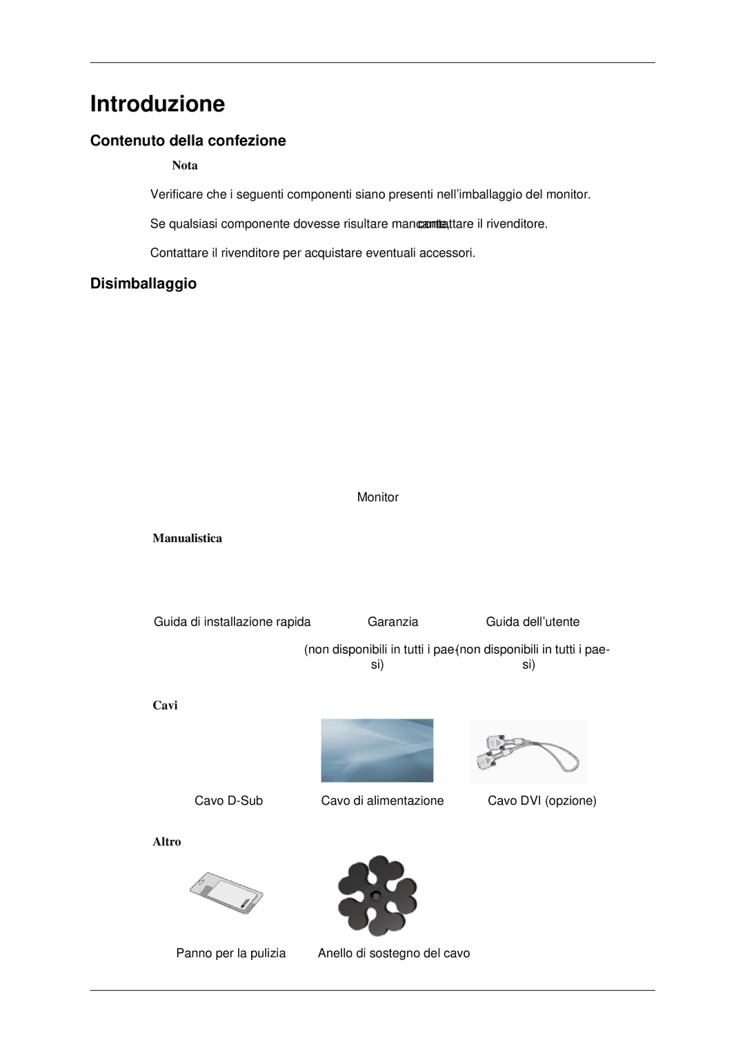 Samsung LS20CMZKFVA/EN, LS20CMZKFV/EN manual Contenuto della confezione, Disimballaggio 