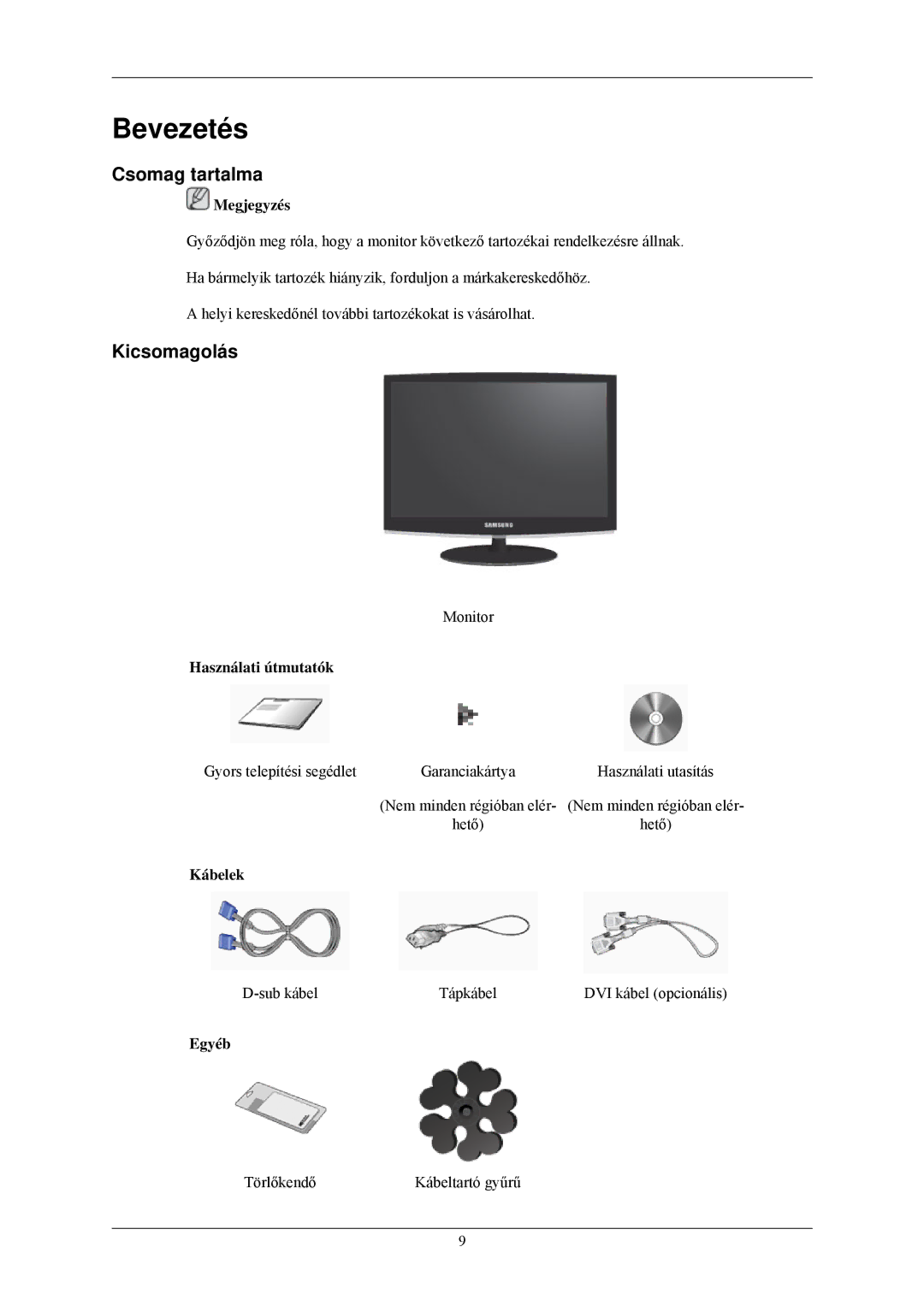 Samsung LS20CMZKFVA/EN, LS20CMZKFV/EN manual Bevezetés, Csomag tartalma, Kicsomagolás 