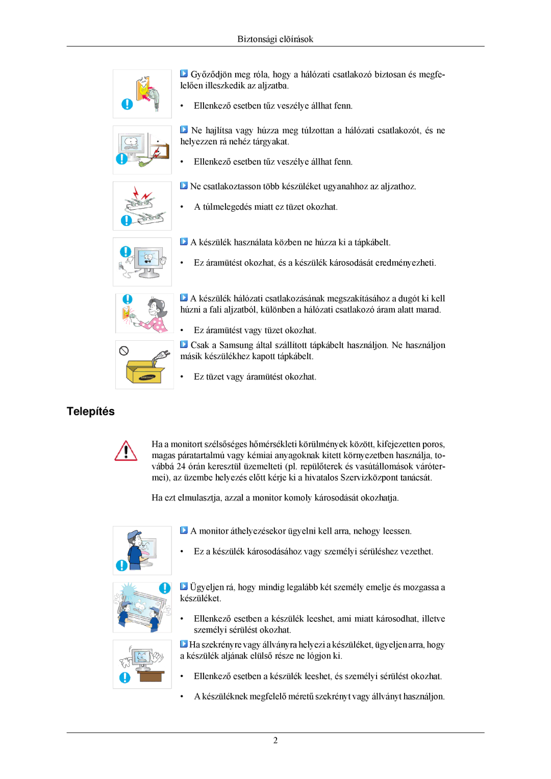 Samsung LS20CMZKFV/EN, LS20CMZKFVA/EN manual Telepítés 