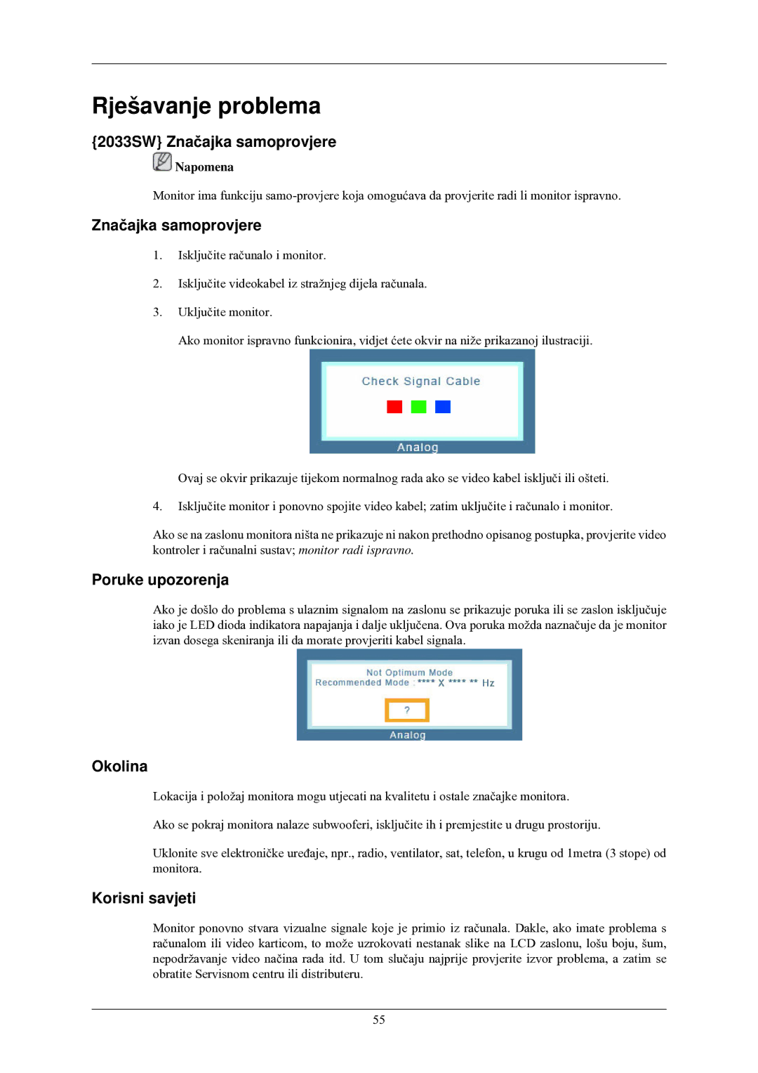 Samsung LS20CMZKFVA/EN, LS20CMZKFV/EN manual Rješavanje problema 