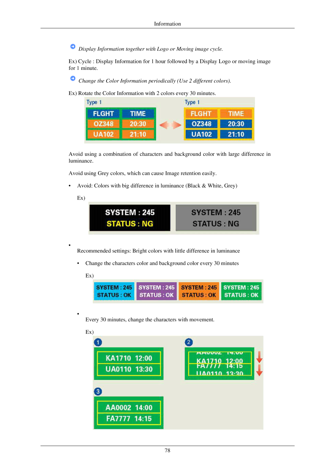 Samsung LS20CMZKFV/CH, LS20CMZKFV/XJ, LS22CMZKFV/XJ manual Display Information together with Logo or Moving image cycle 