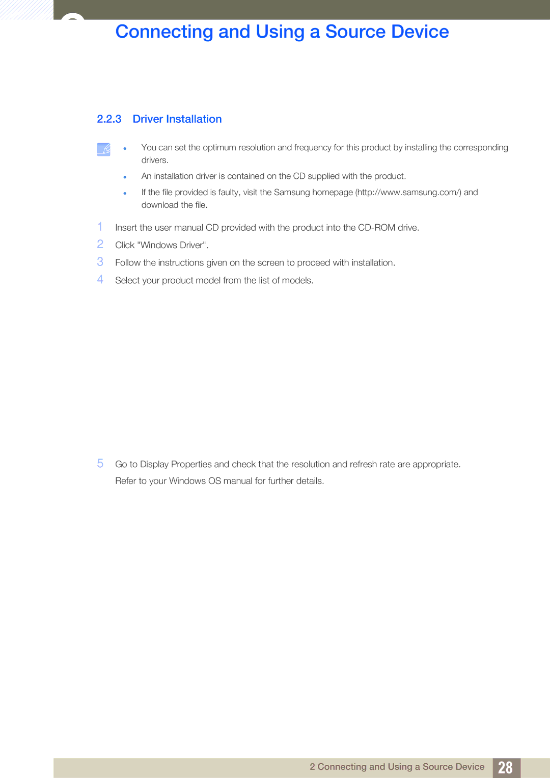 Samsung LS20D300NHMXV, LS20D300NH/CI manual Driver Installation 