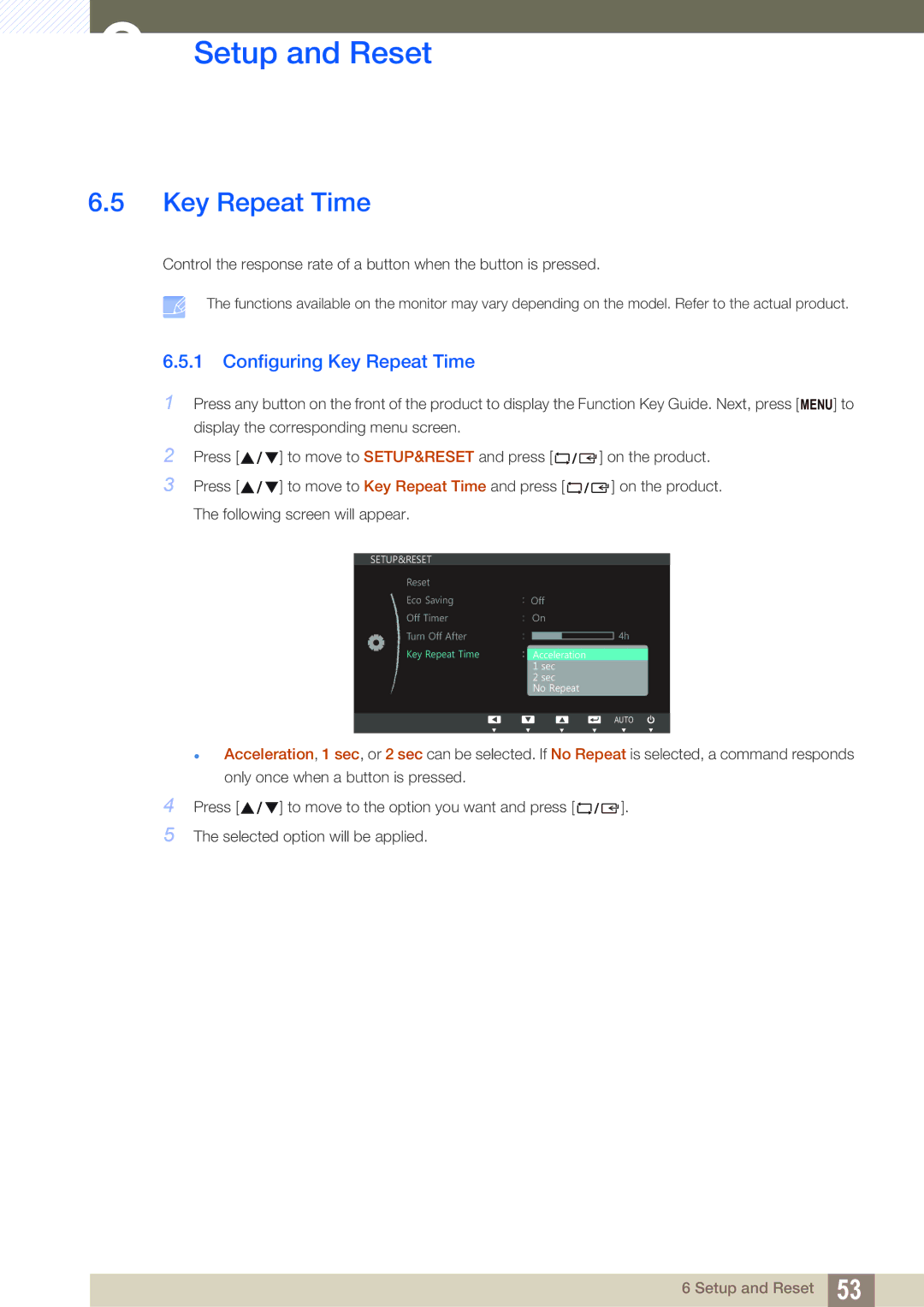 Samsung LS20D300NH/CI, LS20D300NHMXV manual Configuring Key Repeat Time 