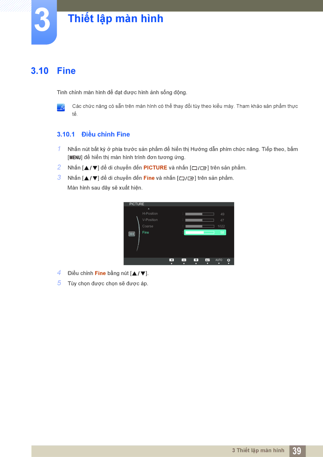 Samsung LS20D300NHMXV manual 10.1 Điều chỉnh Fine 