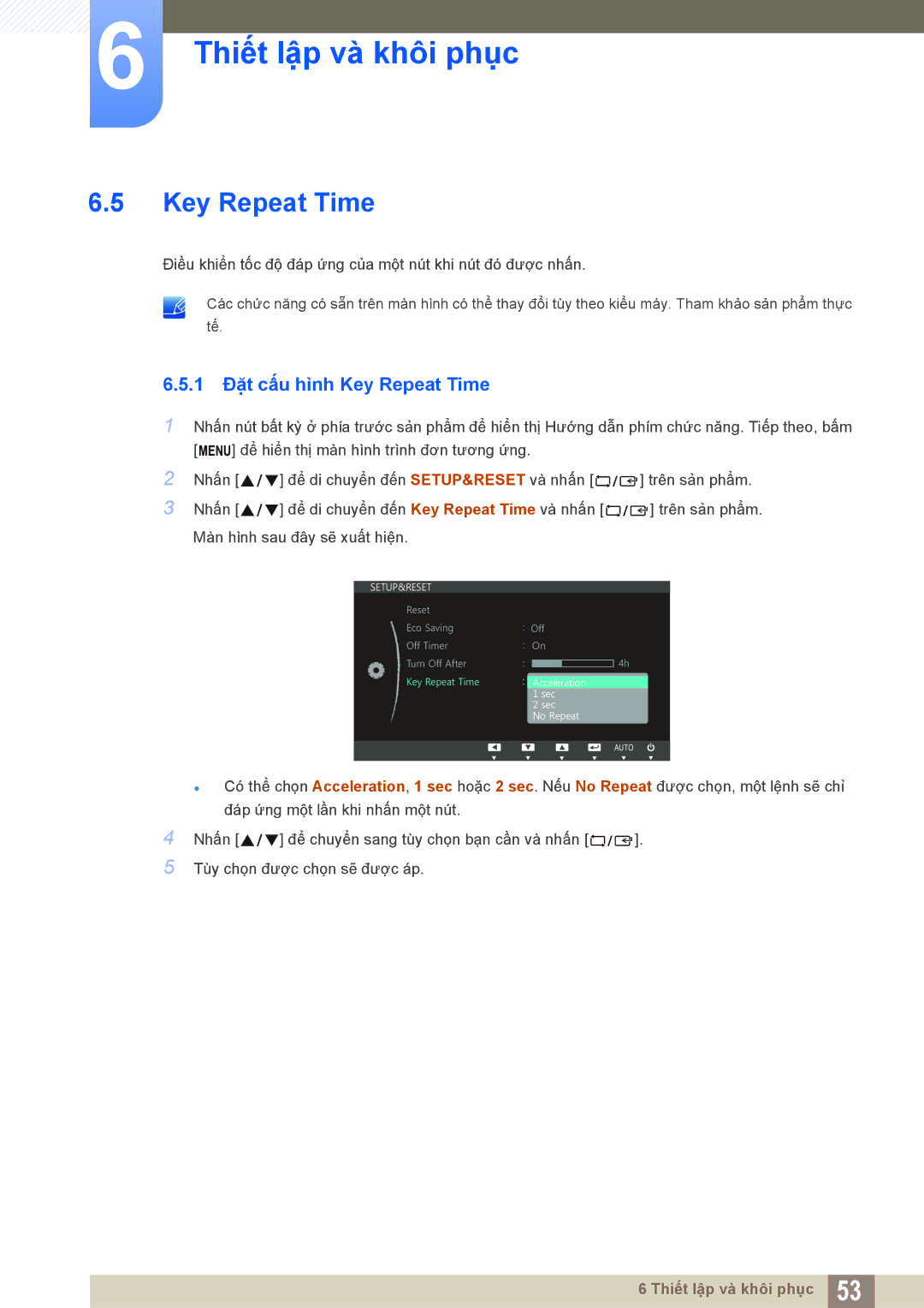 Samsung LS20D300NHMXV manual 1 Đặt cấu hình Key Repeat Time 