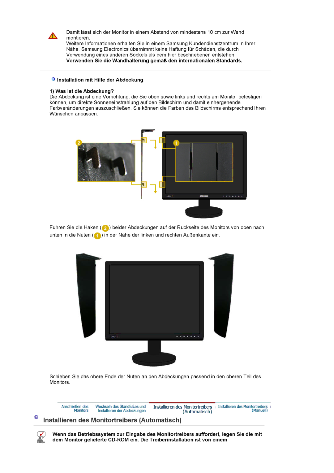 Samsung LS20EDBEB/EDC, LS20EDXEB/EDC manual Installieren des Monitortreibers Automatisch 