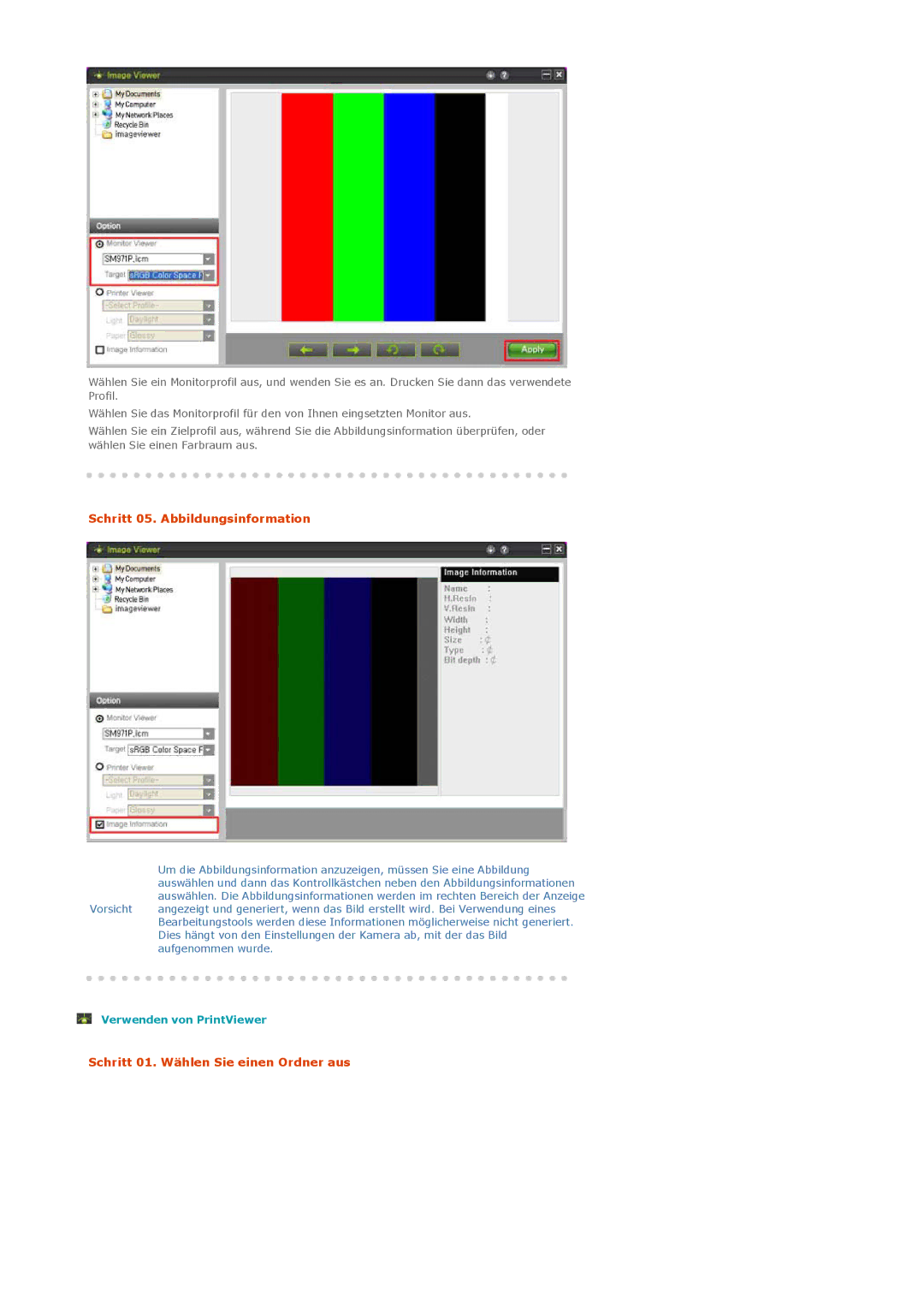 Samsung LS20EDXEB/EDC, LS20EDBEB/EDC manual Schritt 05. Abbildungsinformation 