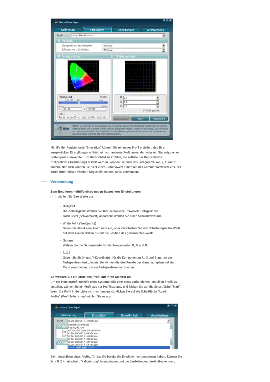 Samsung LS20EDBEB/EDC, LS20EDXEB/EDC manual Zum Emulieren mithilfe eines neuen Satzes von Einstellungen 