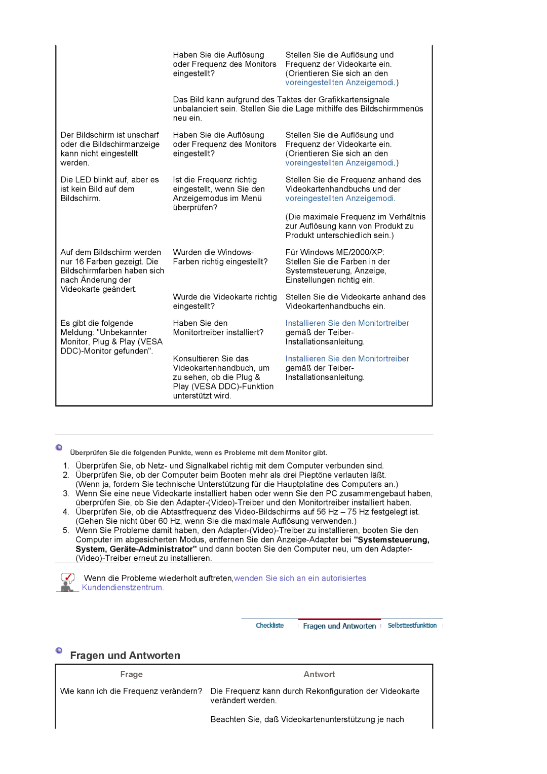 Samsung LS20EDBEB/EDC, LS20EDXEB/EDC manual Fragen und Antworten, Frage Antwort 