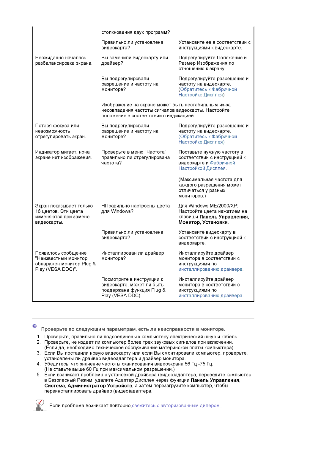 Samsung LS20EDXEB/EDC, LS20EDBEB/EDC manual Обратитесь к Фабричной 