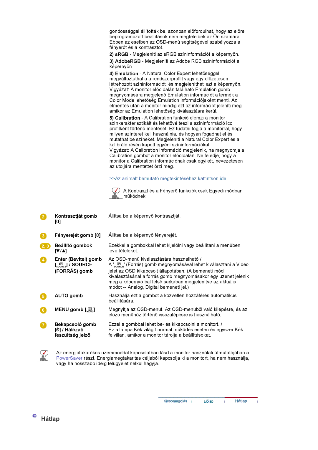 Samsung LS20EDBEB/EDC, LS20EDXEB/EDC manual Hátlap, Az animált bemutató megtekintéséhez kattintson ide 