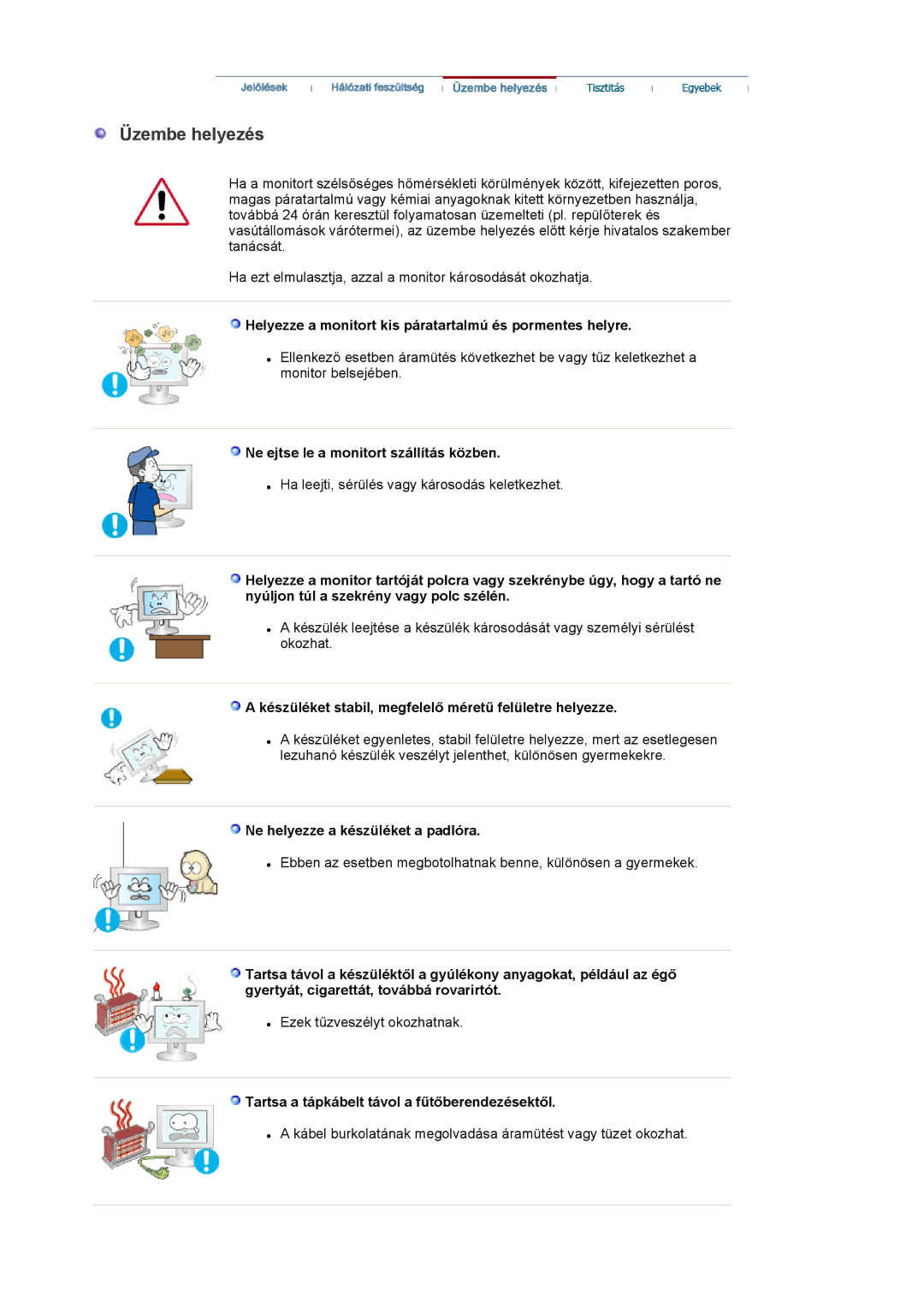 Samsung LS20EDBEB/EDC, LS20EDXEB/EDC manual Üzembe helyezés 